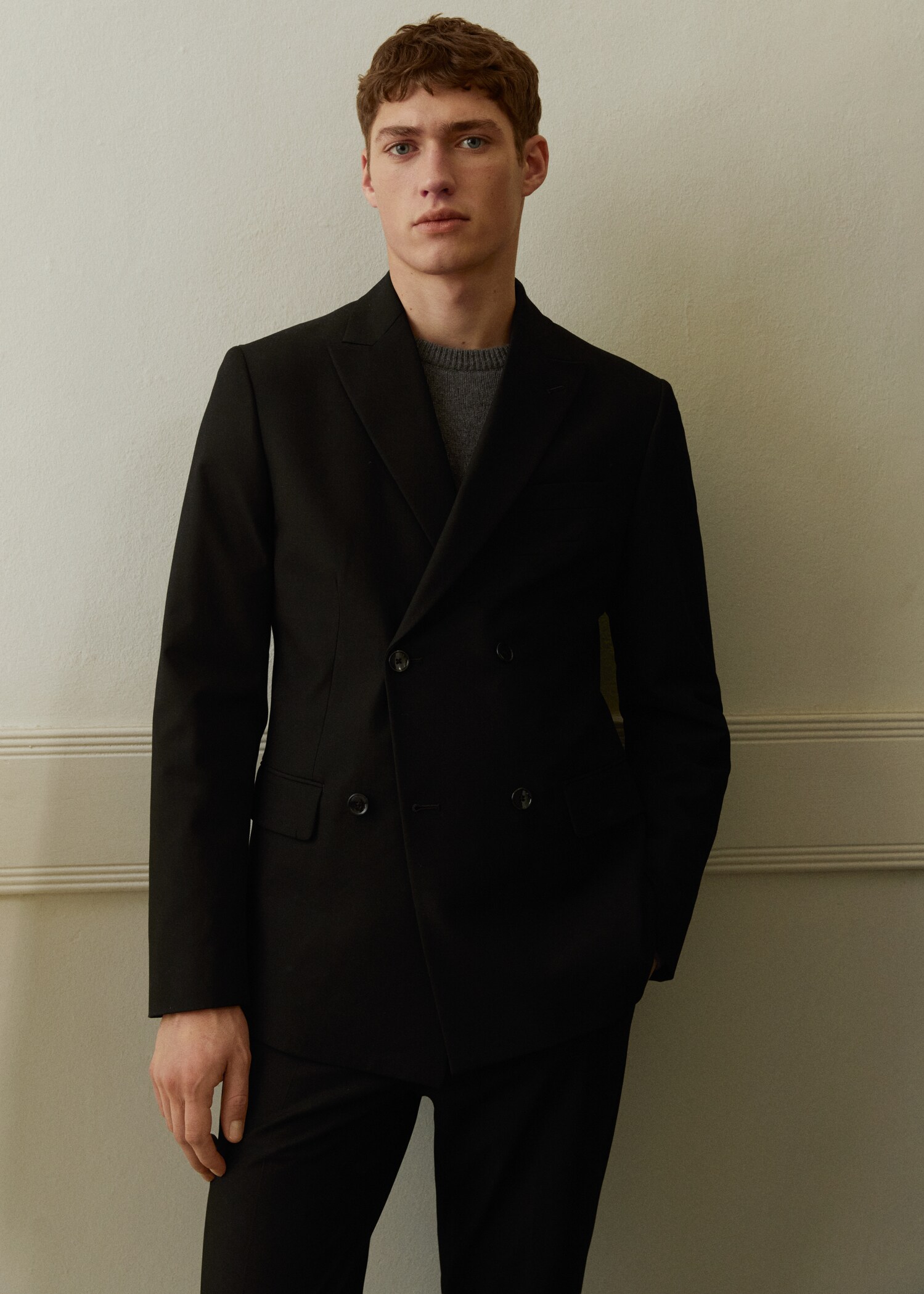 Oblekové sako slim fit s překříženým zapínáním - Detail zboží 6