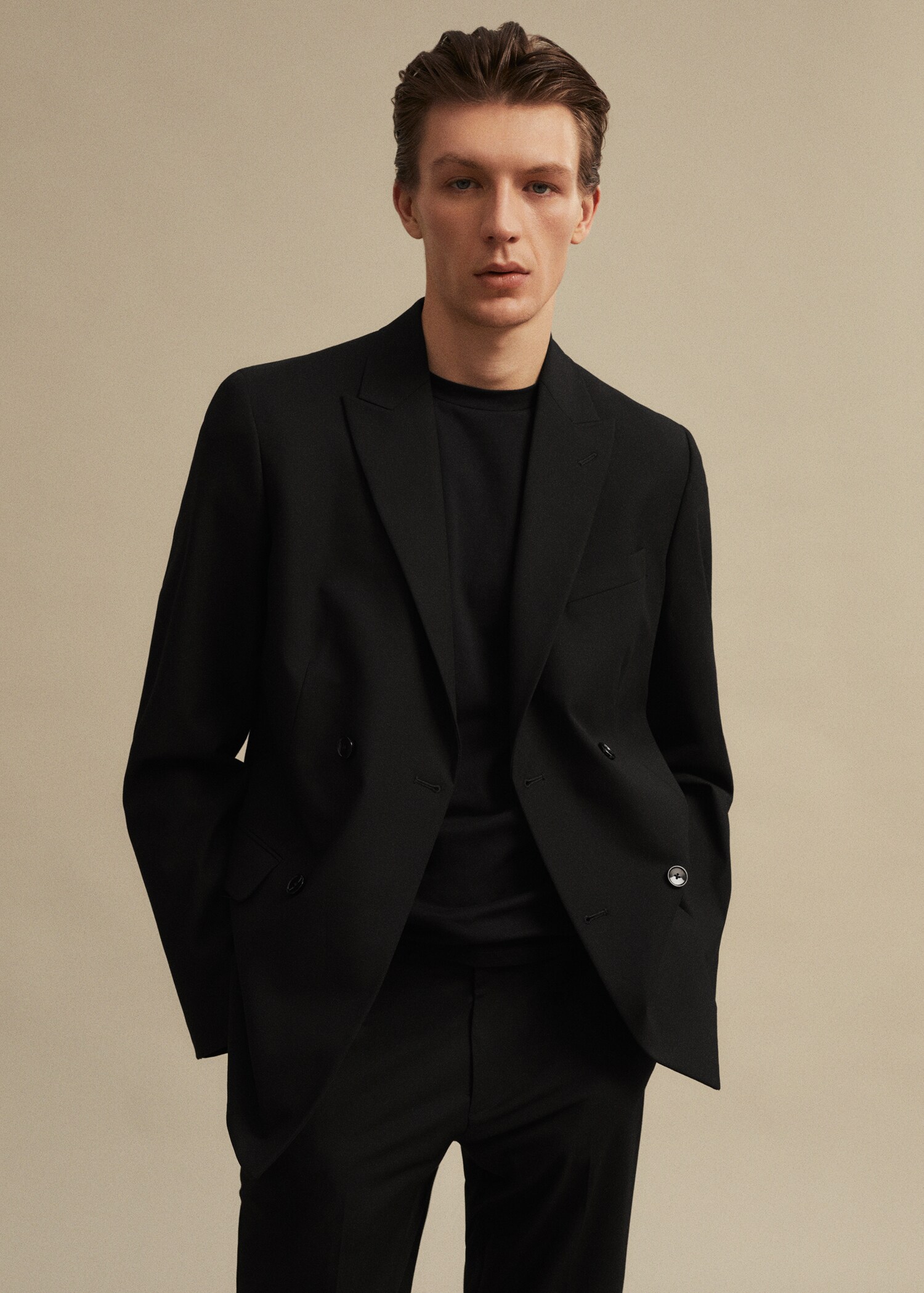 Oblekové sako slim fit s překříženým zapínáním - Detail zboží 9
