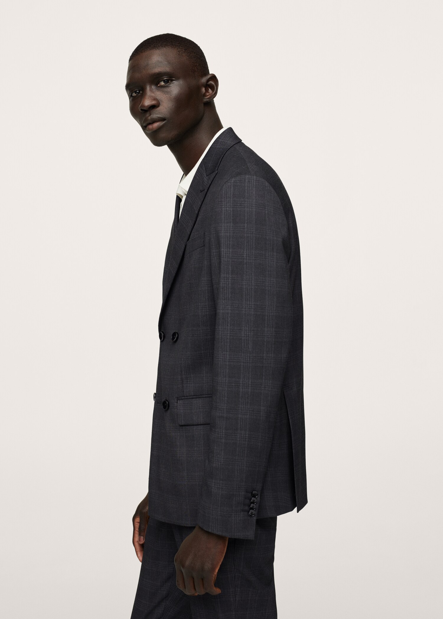 Oblekové sako slim fit s překřížením a kostkou - Detail zboží 2