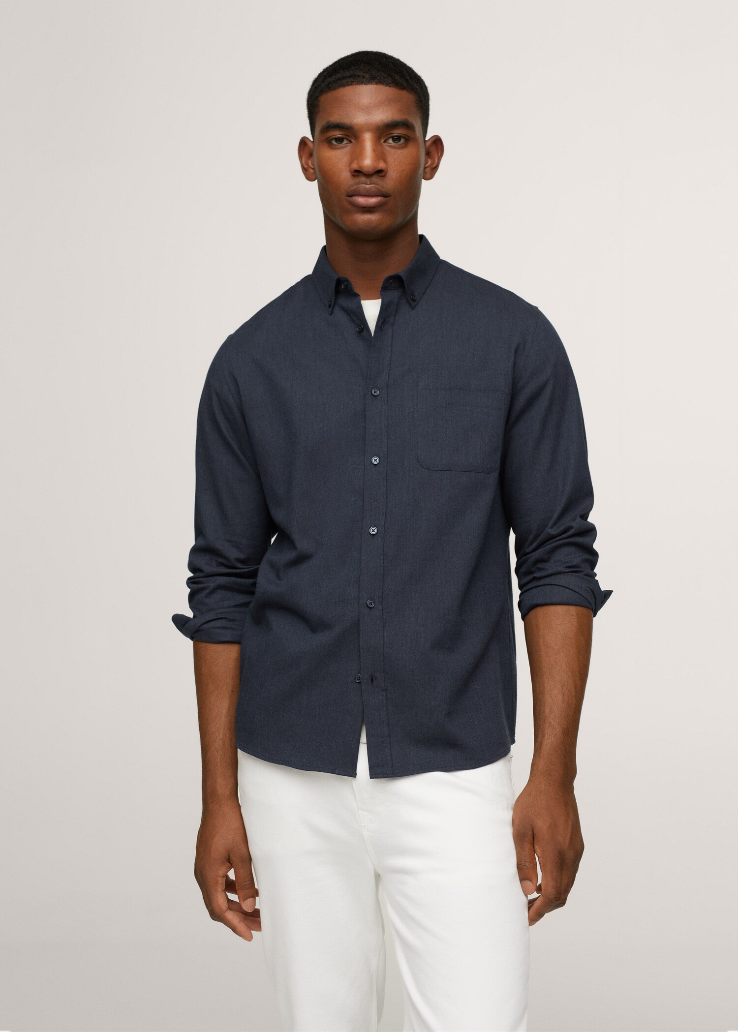 Camisa algodón bolsillo - Plano medio
