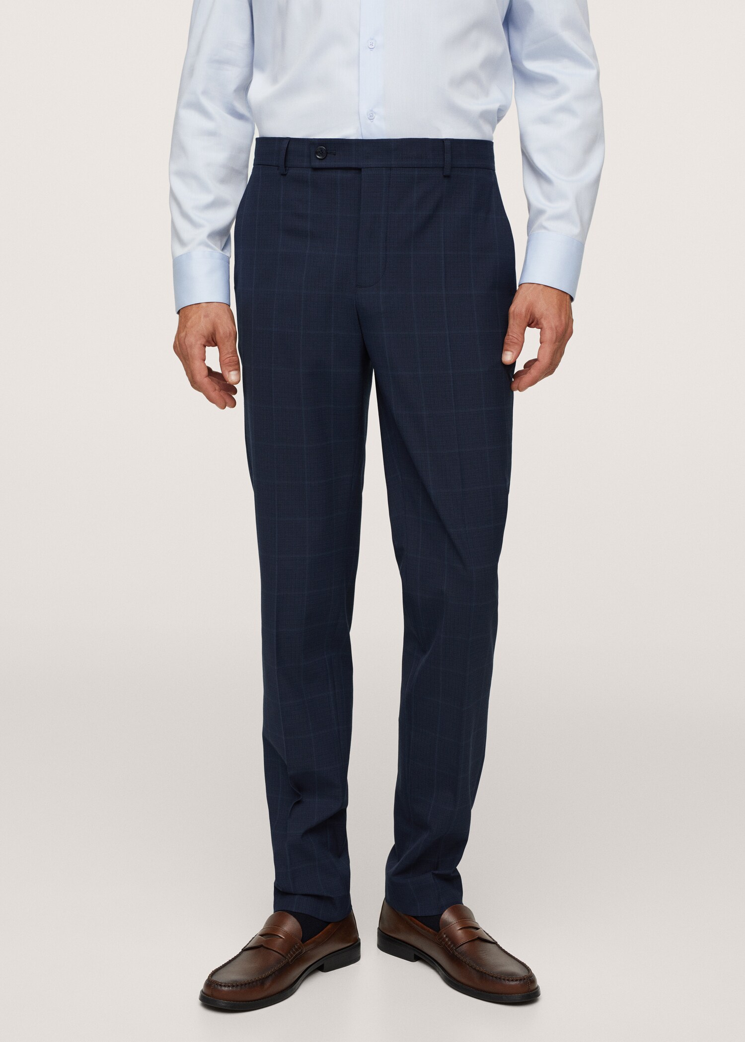 Pantalón traje slim fit cuadros - Plano medio