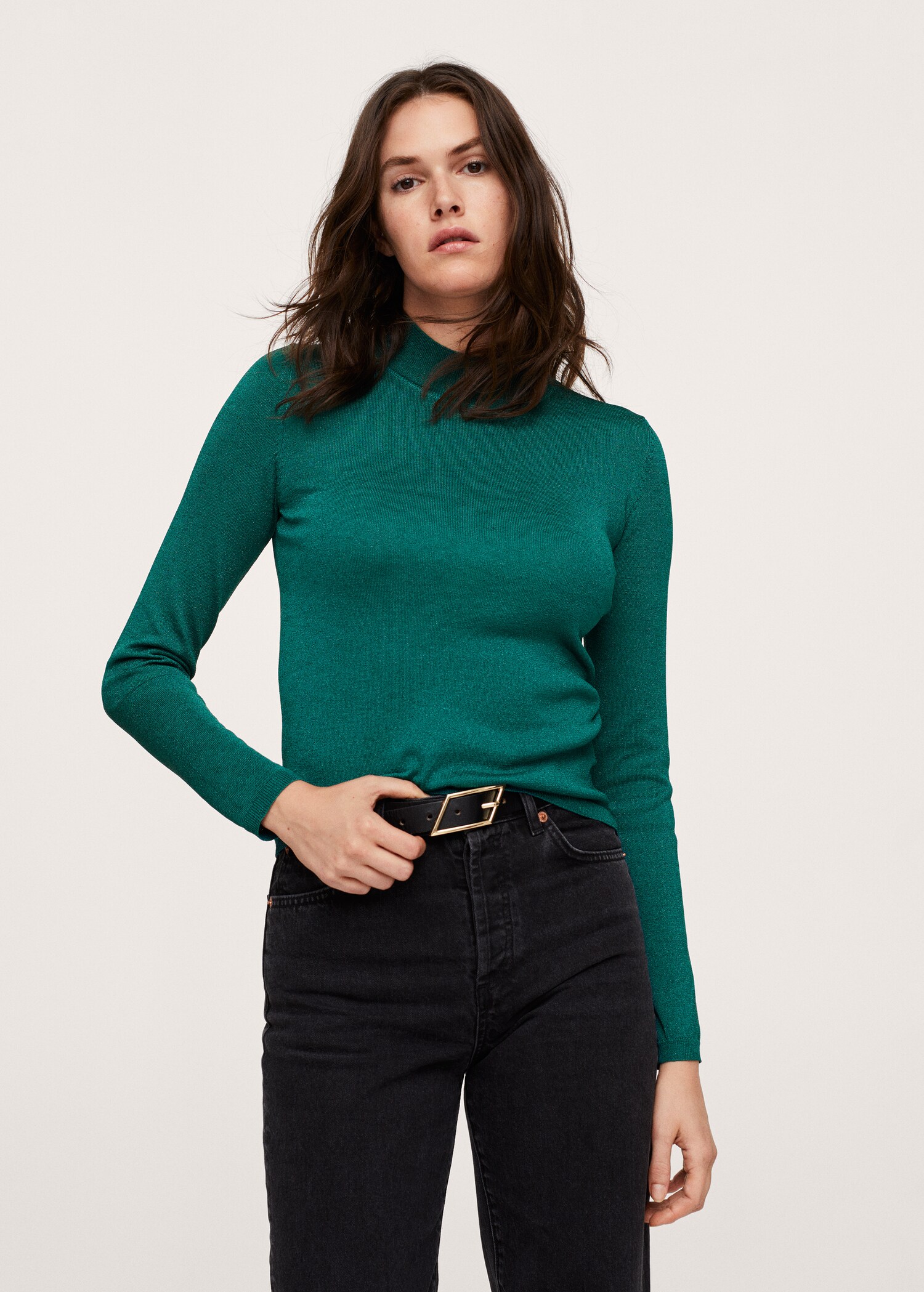 Feiner Pullover mit Metallic-Effekt - Mittlere Ansicht