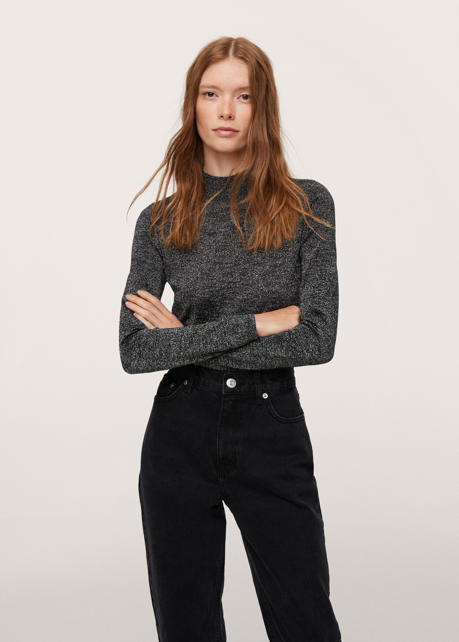 Feiner Pullover mit Metallic-Effekt - Mittlere Ansicht