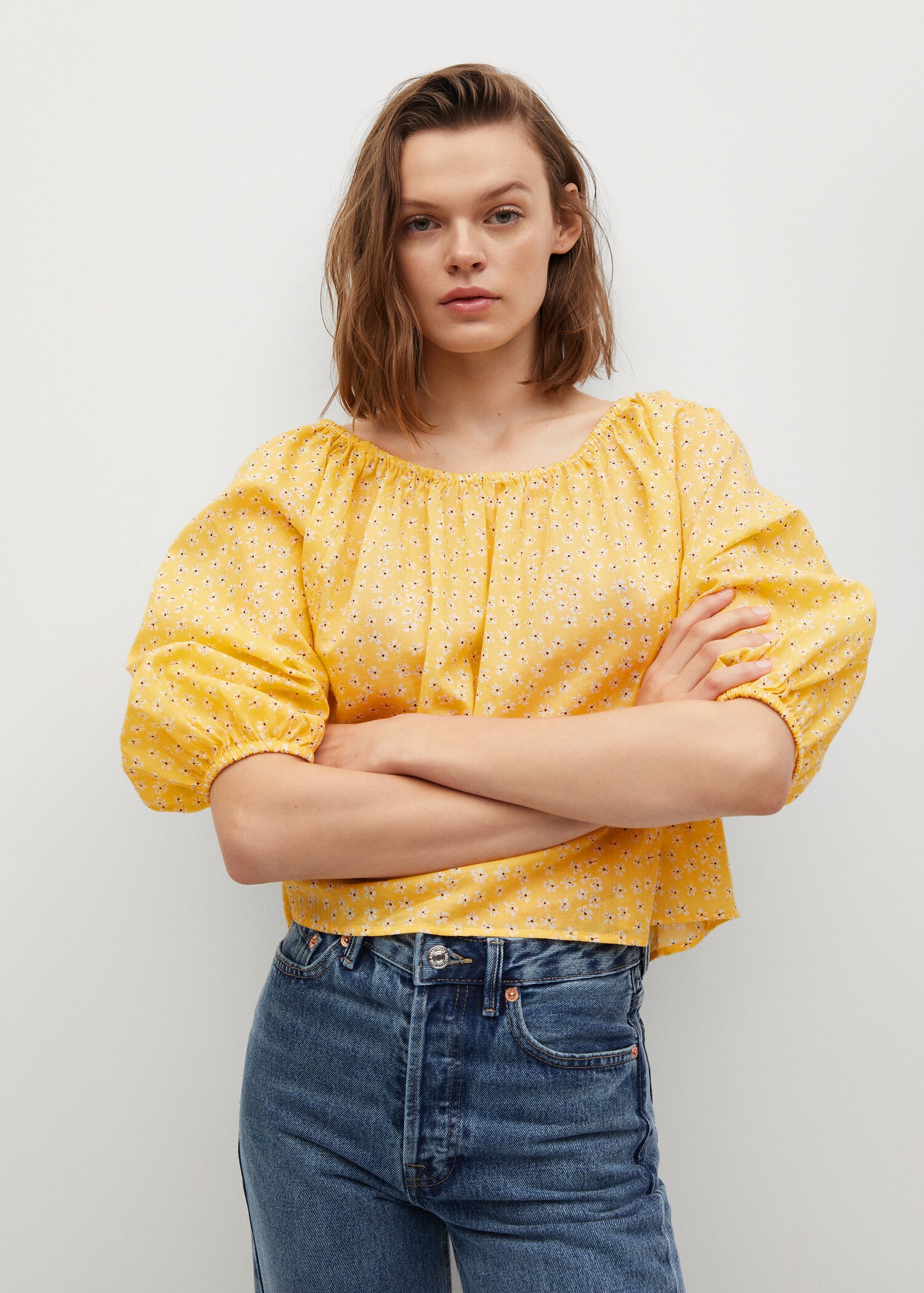 Blusa algodón estampada - Plano medio