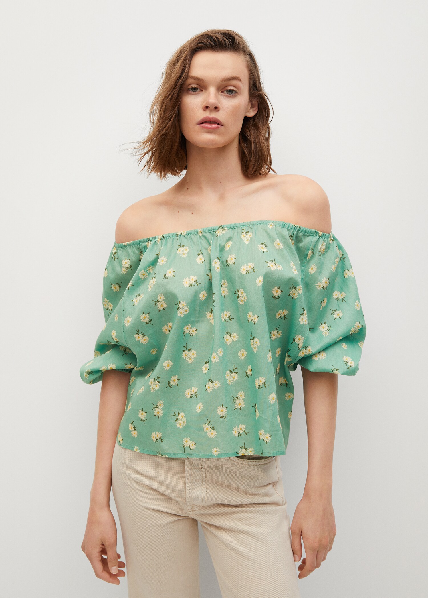 Blusa algodón estampada - Plano medio