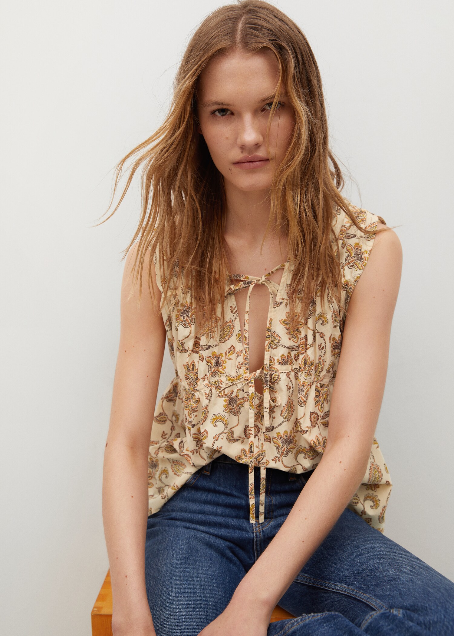 Blusa algodón estampada - Detalle del artículo 2