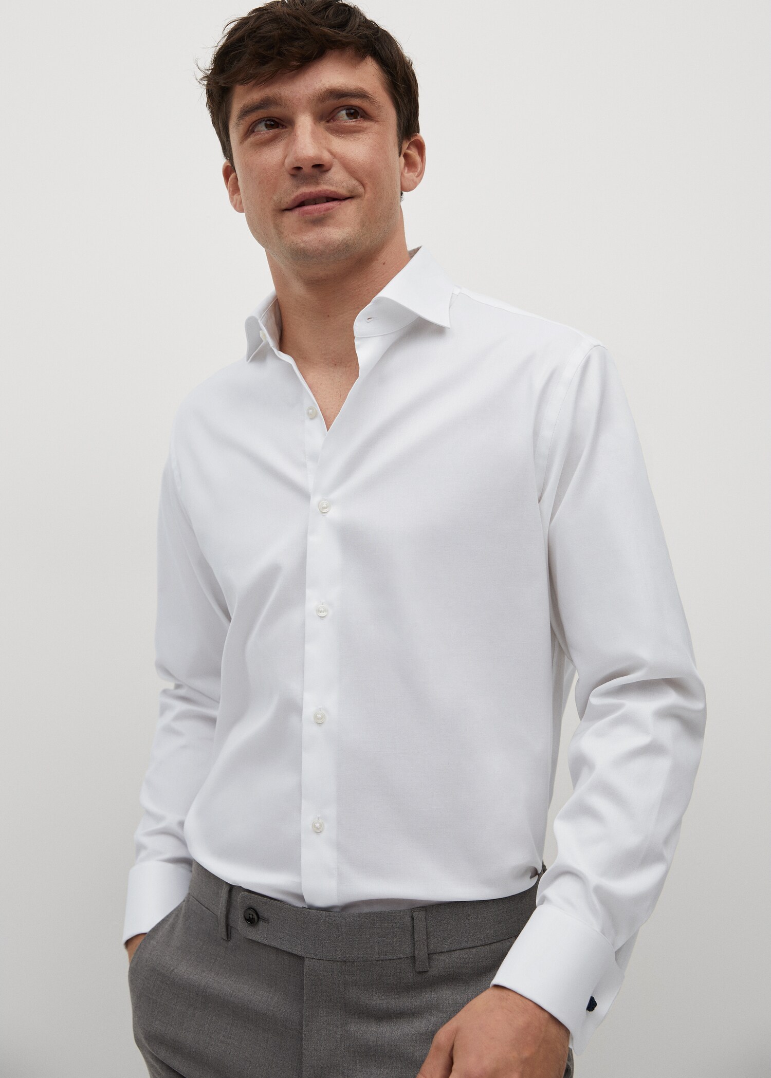 Camisa traje slim fit algodón - Plano medio