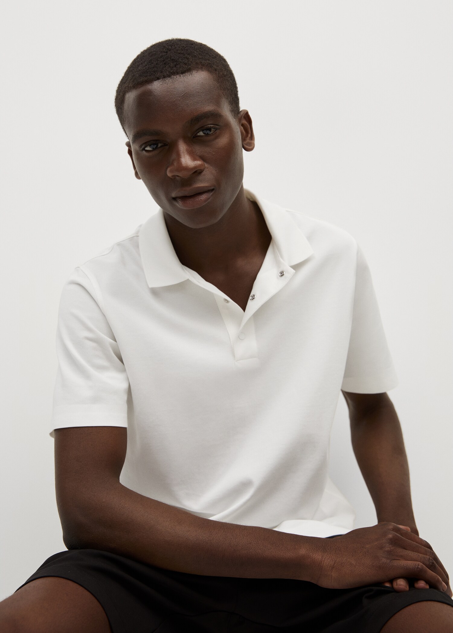 Technical cotton piqué polo shirt - Details of the article 1