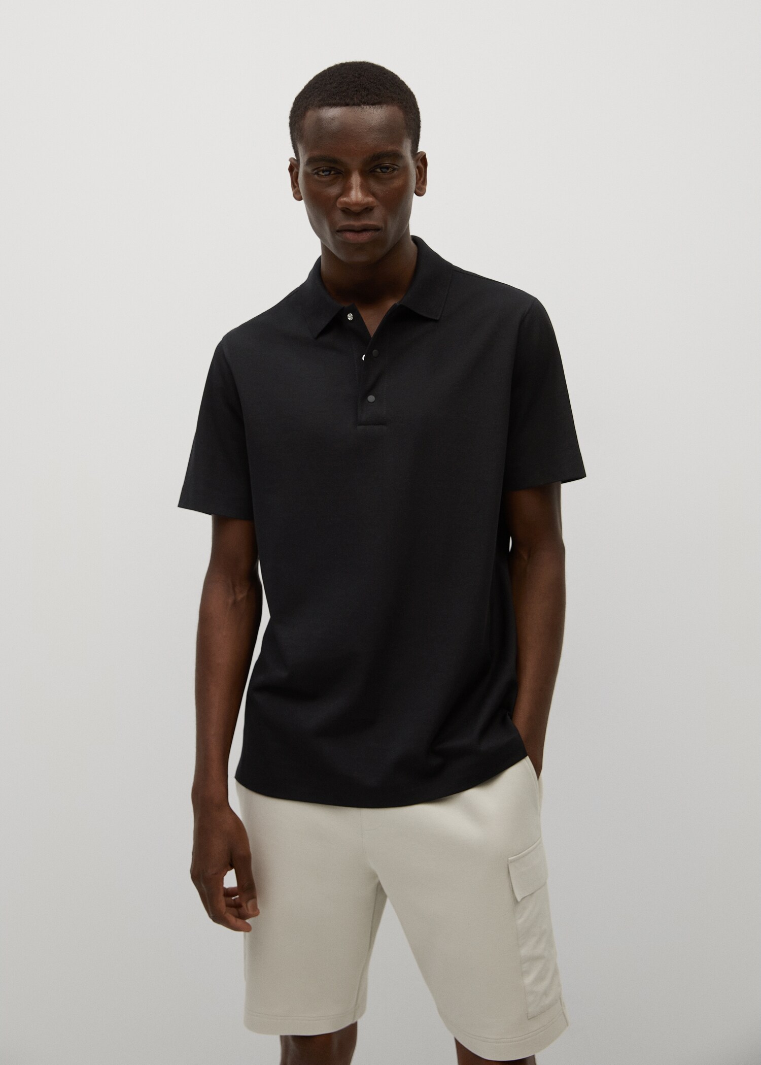 Technical cotton piqué polo shirt - Medium plane