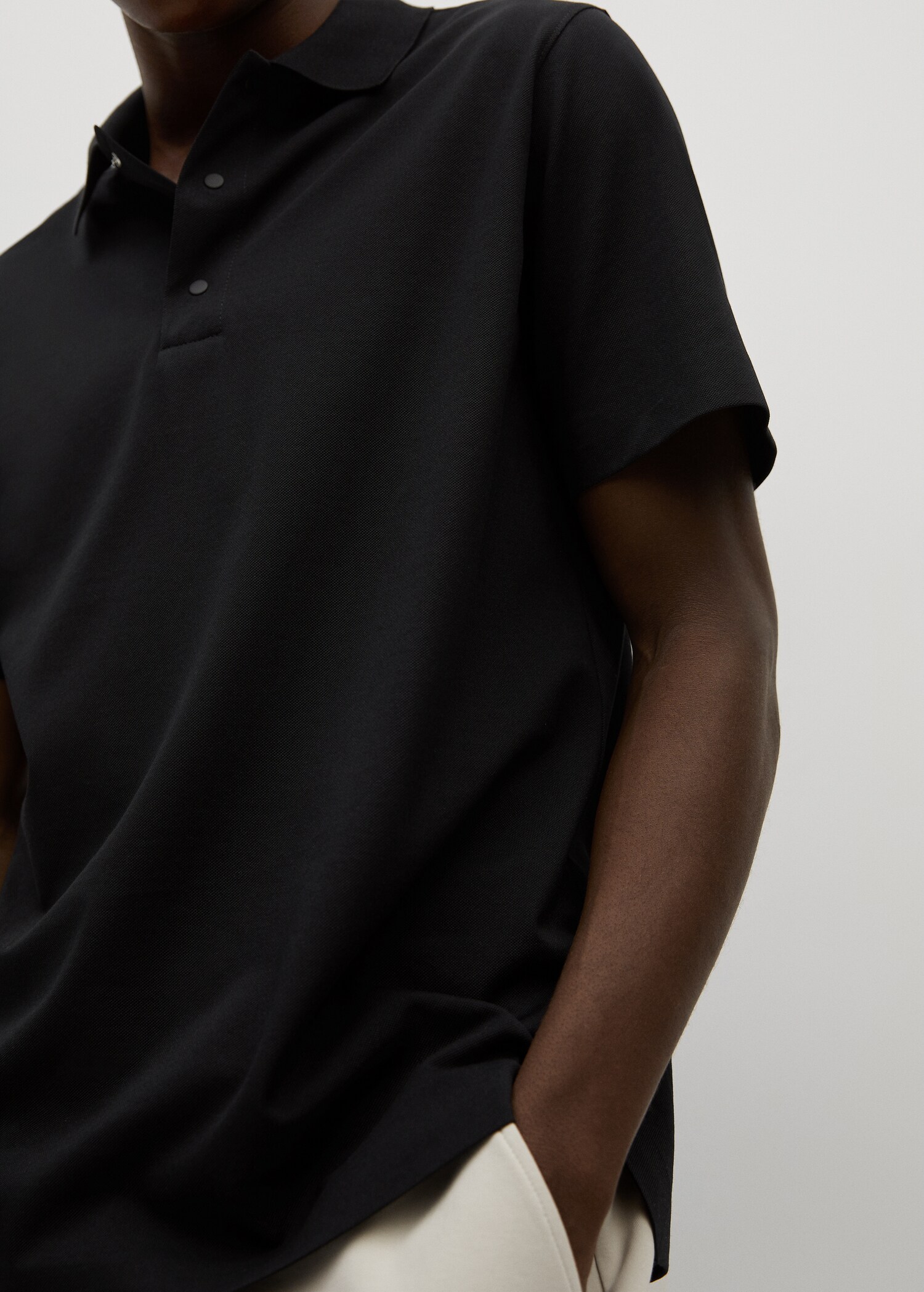 Technical cotton piqué polo shirt - Details of the article 1