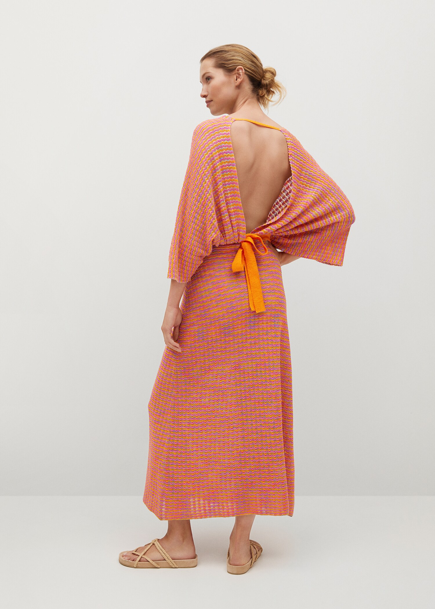 Vestido punto combinado abertura - Reverso del artículo