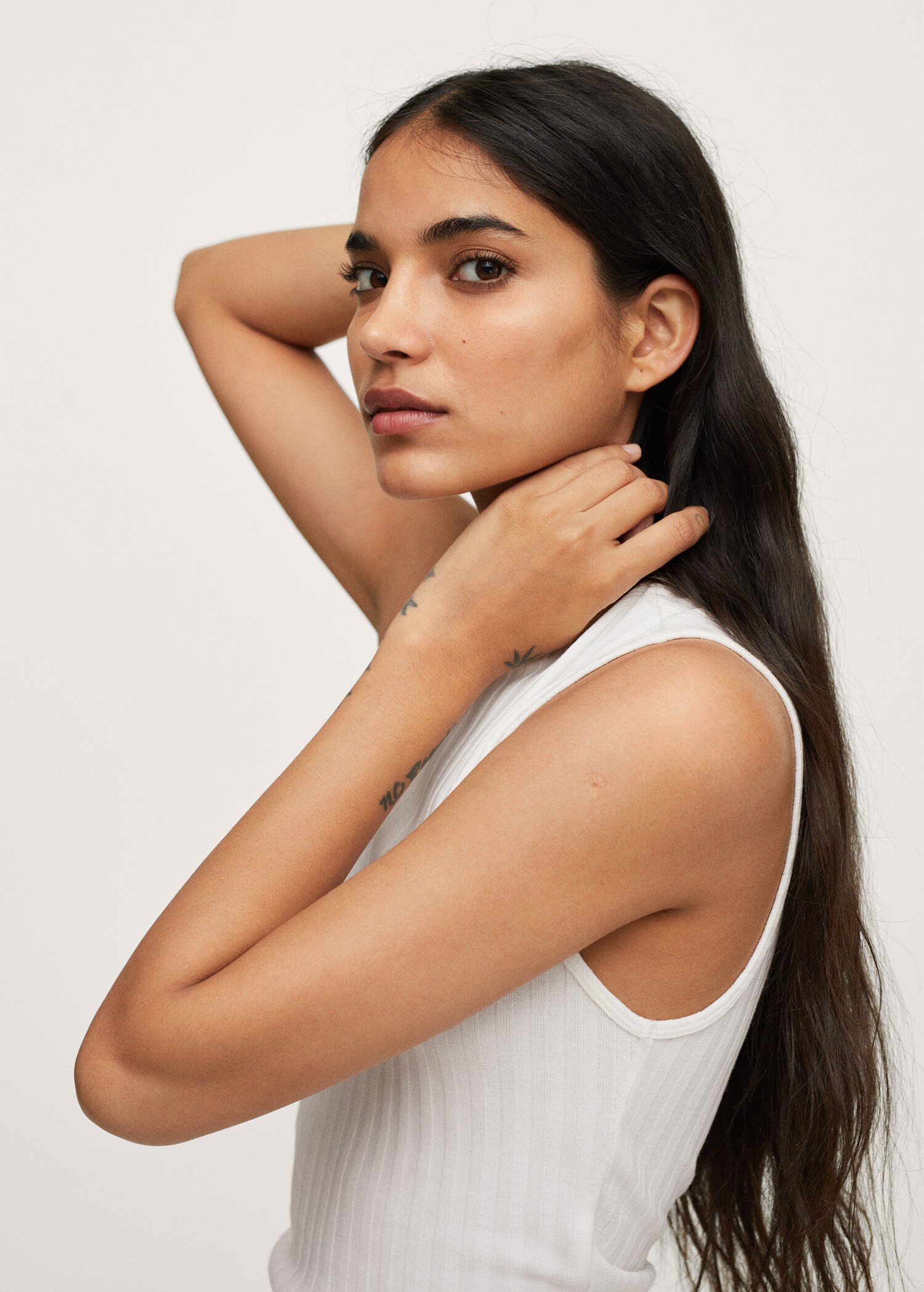 High collar ribbed top - Details of the article 2