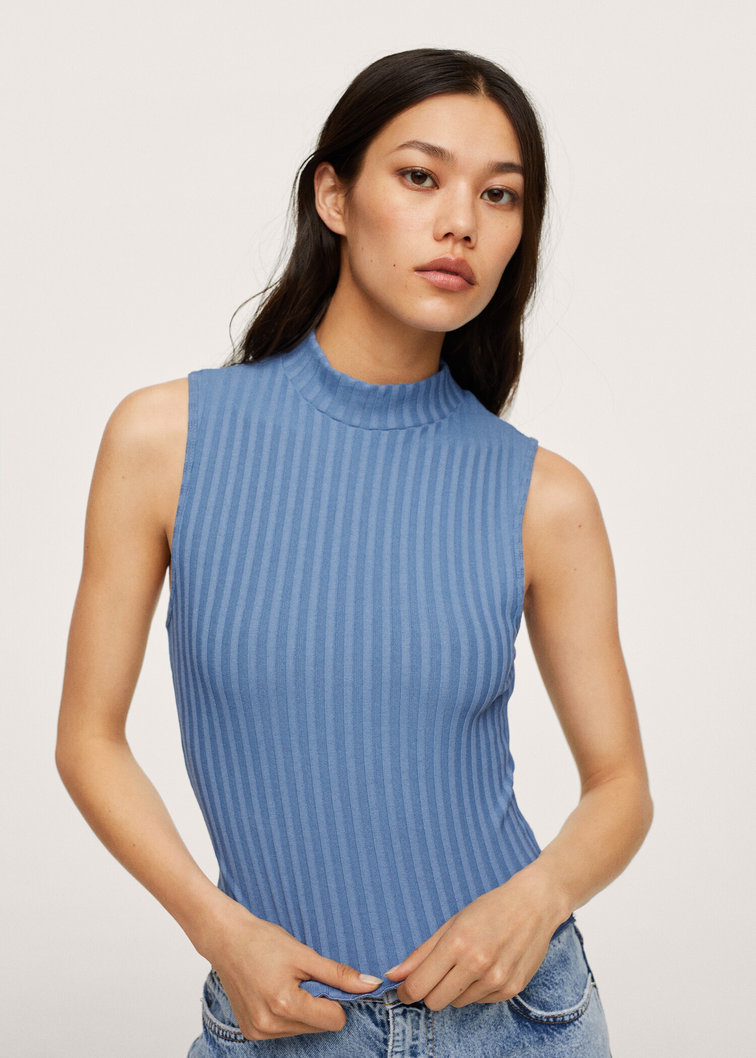 High collar ribbed top - Medium plane