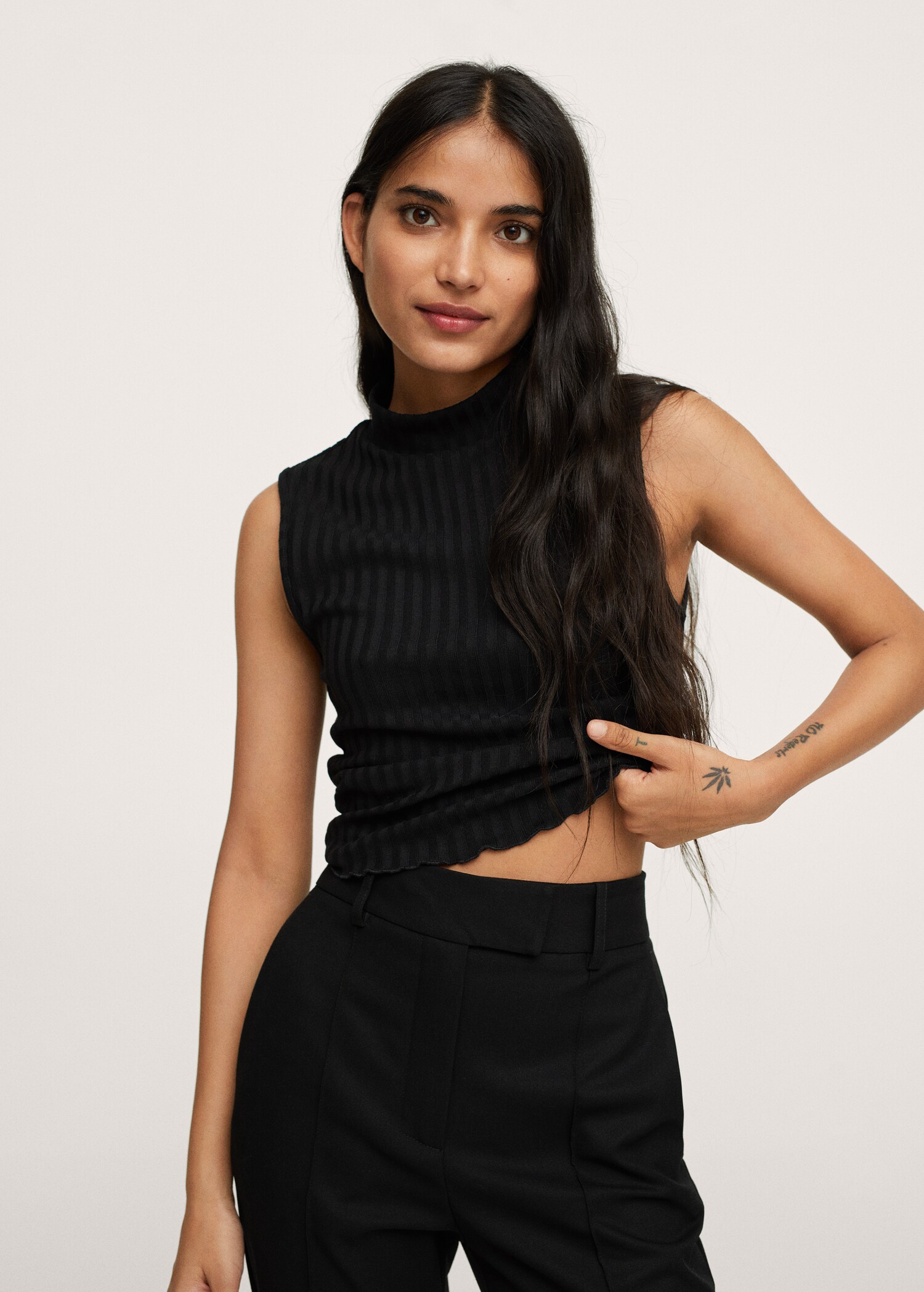 High collar ribbed top - Medium plane