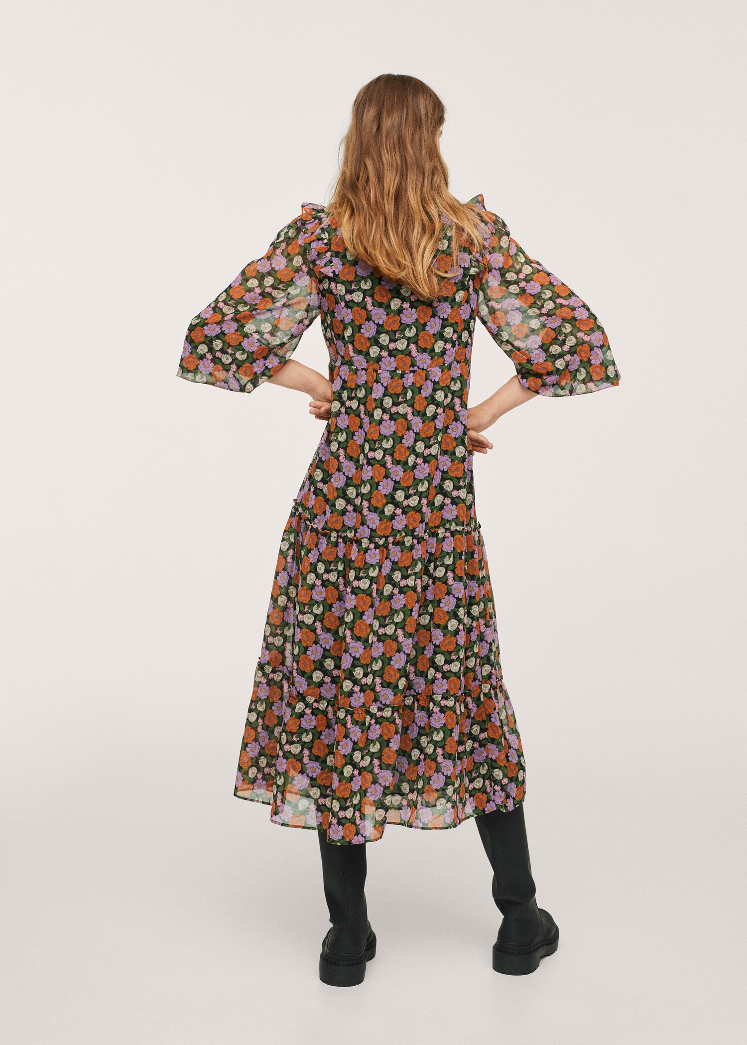 Vestido estampado manga abullonada - Reverso del artículo