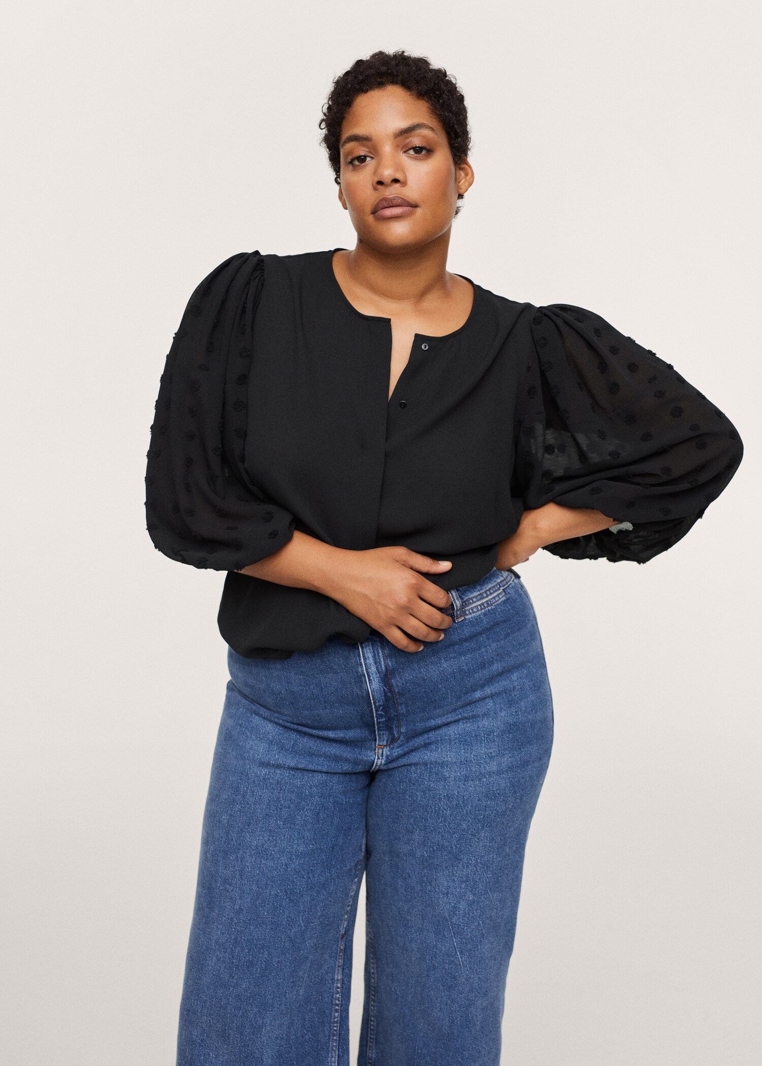 Blusa manga plumeti - Plano medio