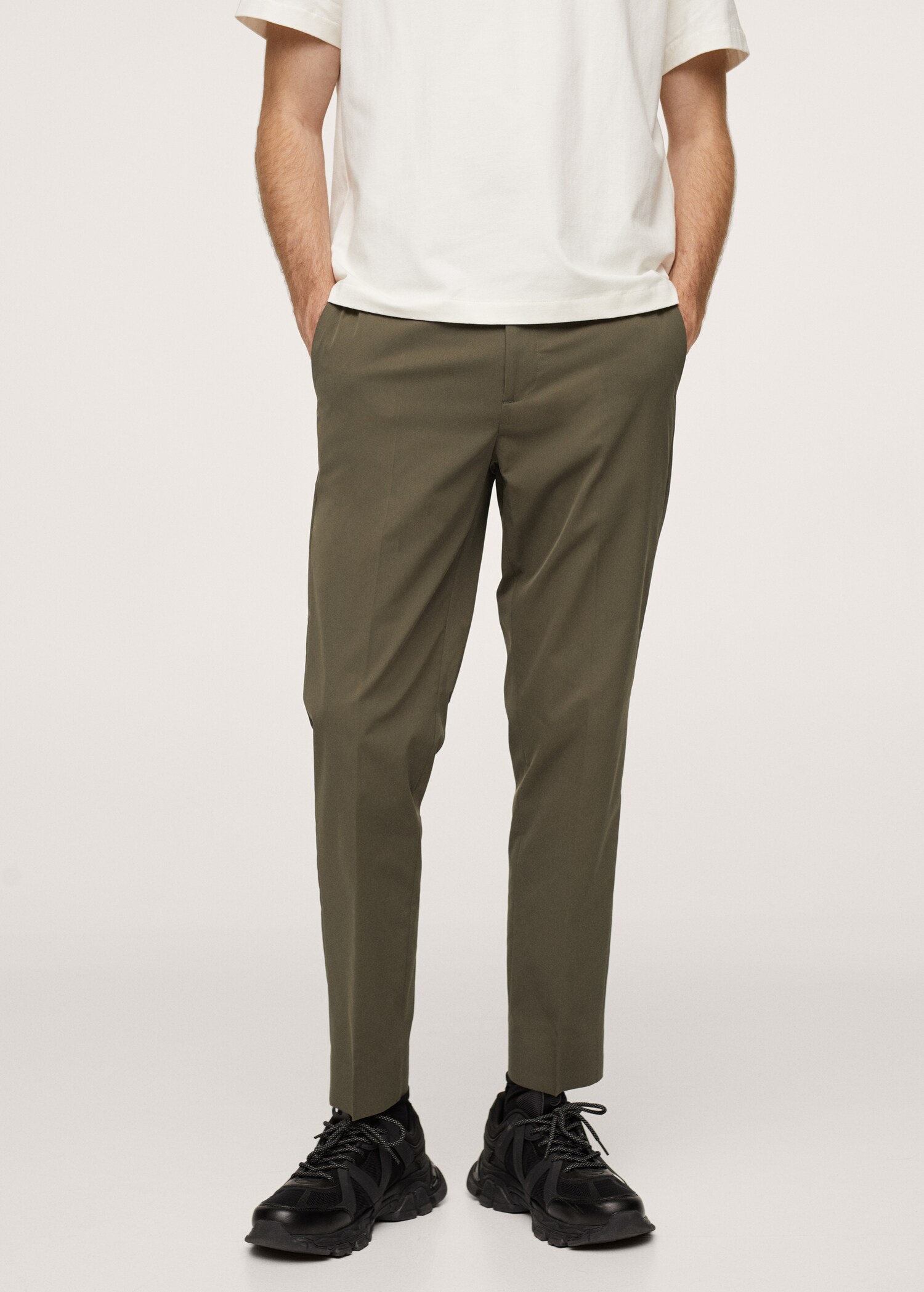 Pantalón traje slim fit stretch - Plano medio