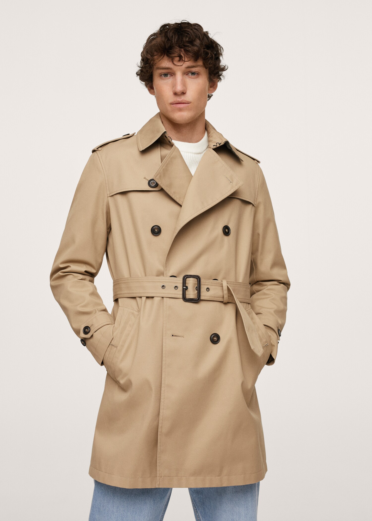 Trench algodón impermeable - Plano medio
