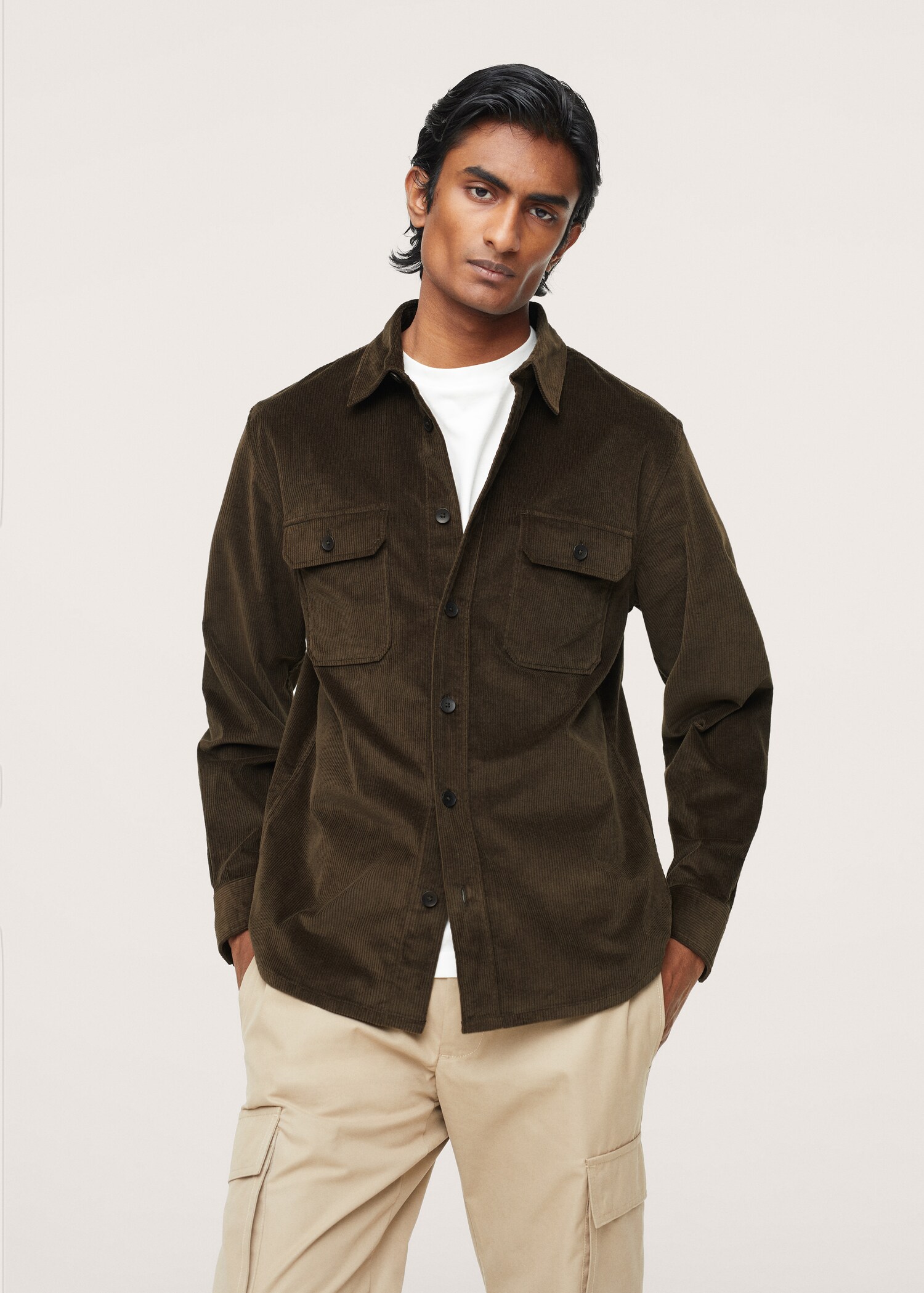 Corduroy pockets overshirt  - Medium plane
