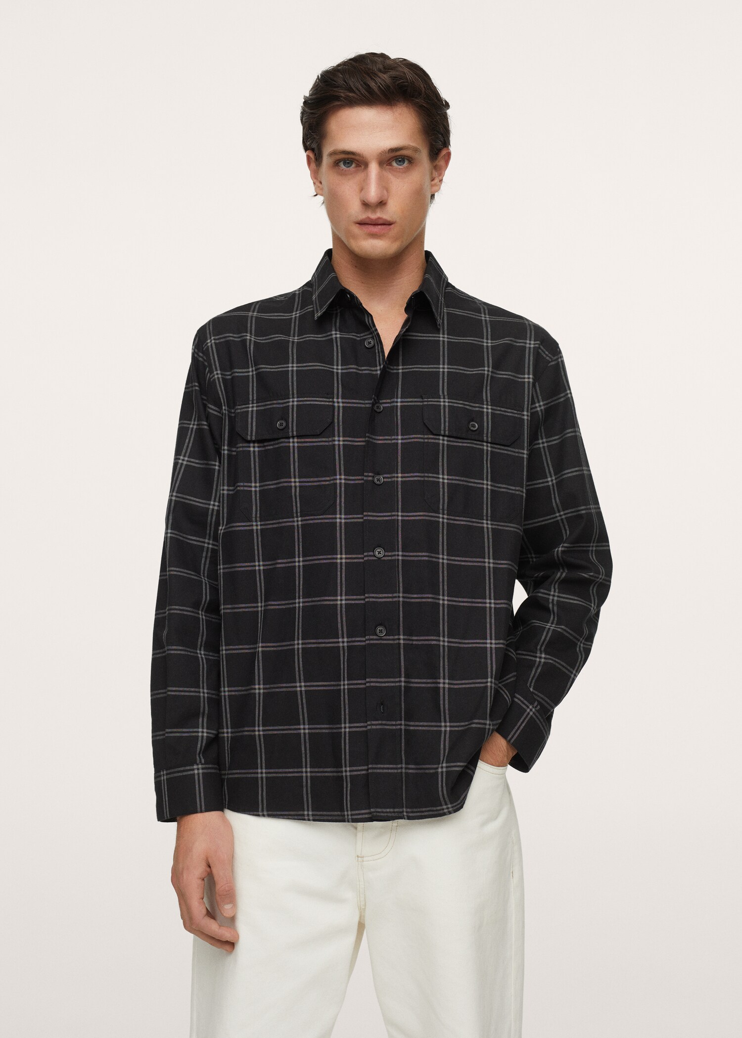 Camisa algodón lyocell cuadros - Plano medio