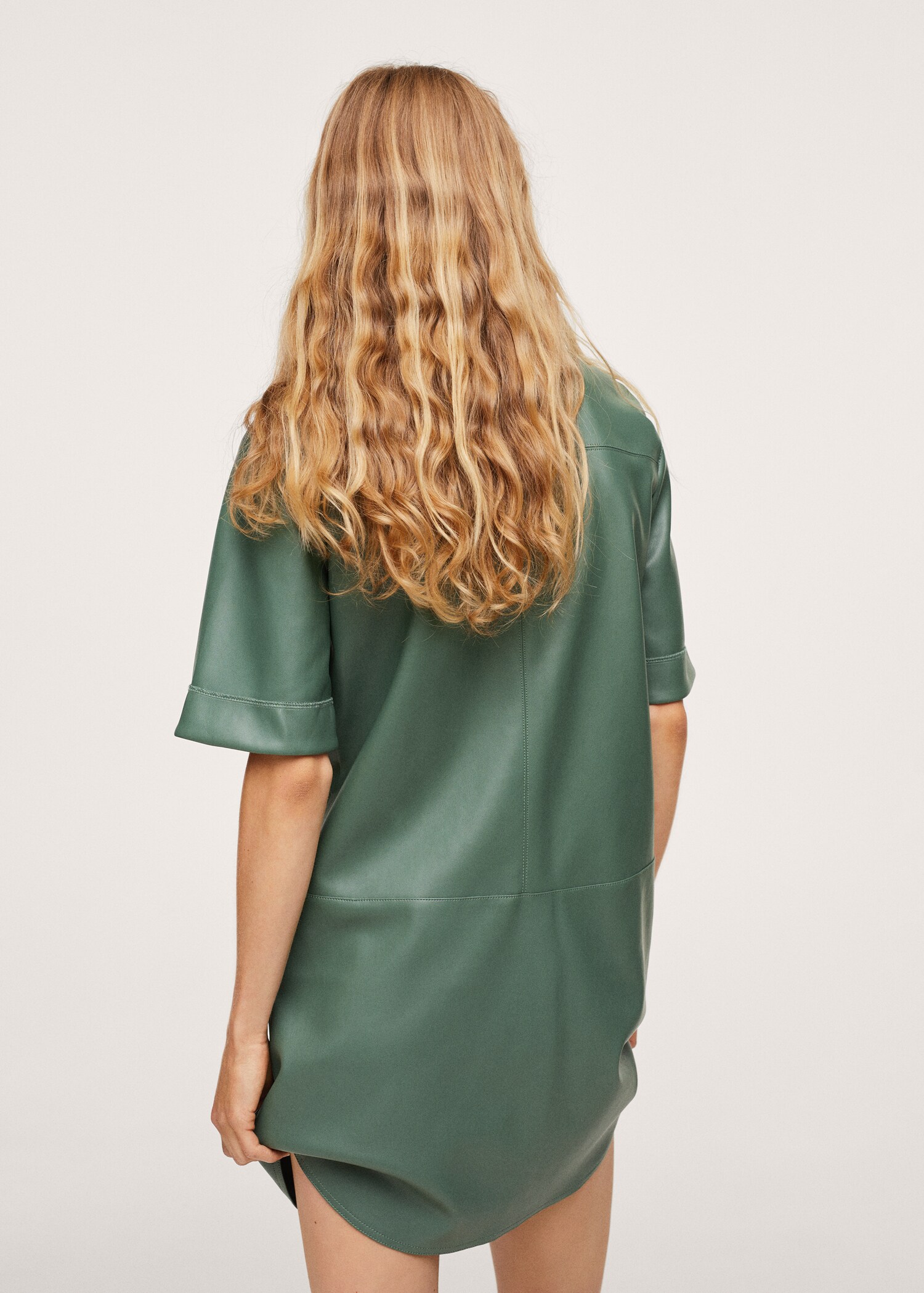 Faux-leather shirt dress - Reverse of the article