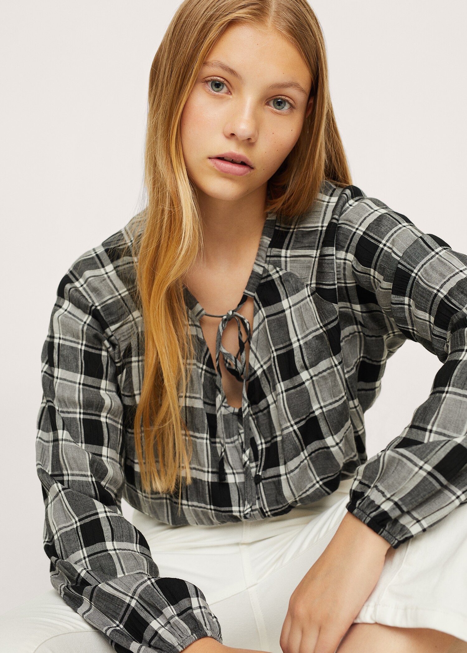 Blusa estampado cuadros - Detalle del artículo 1