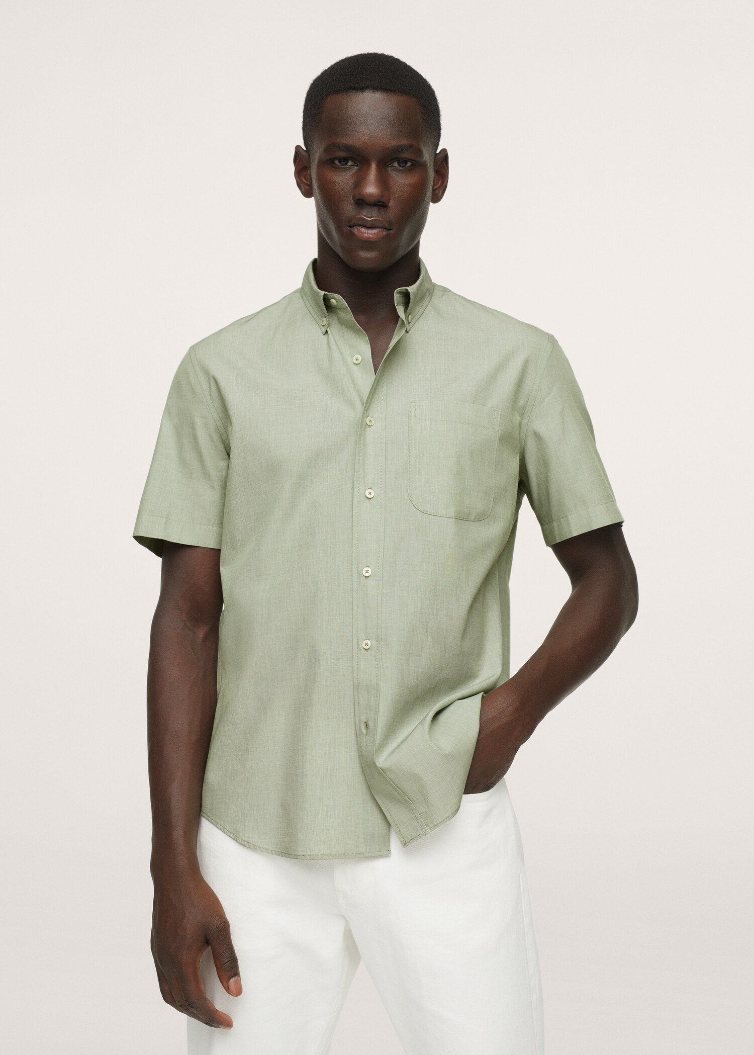 Short sleeved cotton shirt - Medium plane