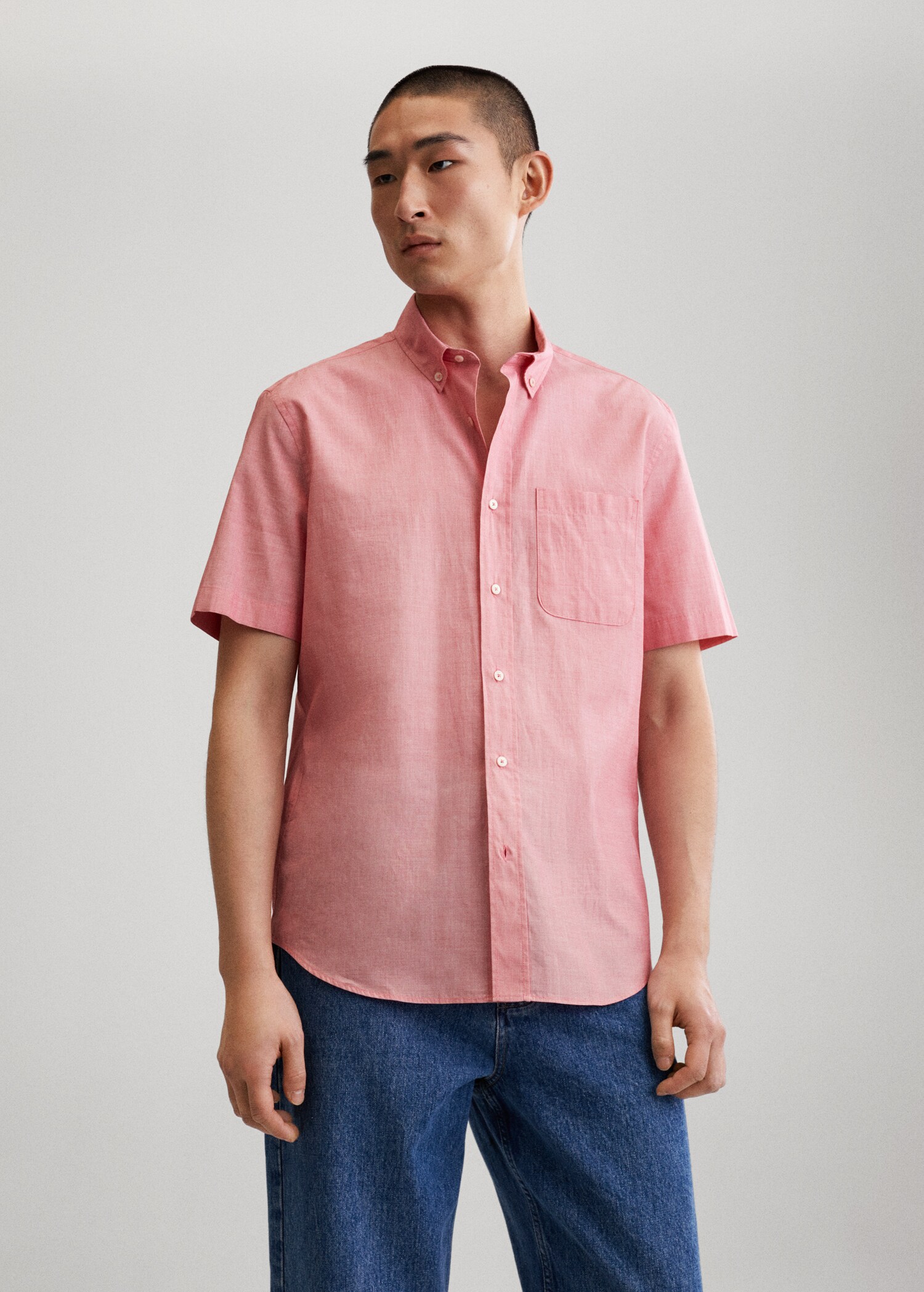 Chemise coton manches courtes - Plan moyen