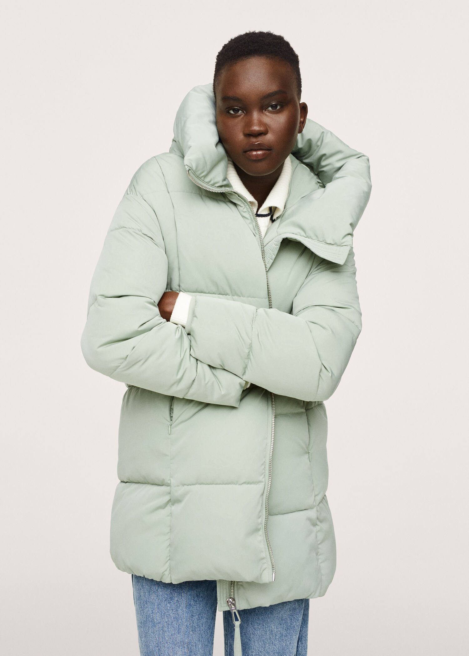 Hood quilted coat - Medium plane