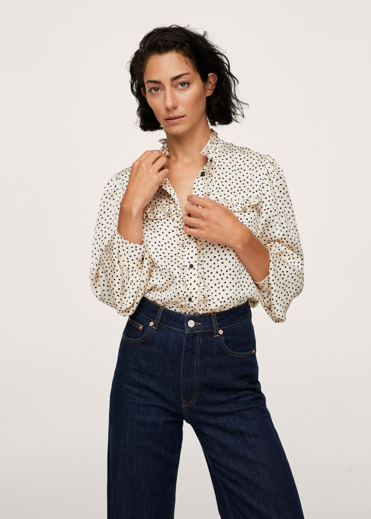 Blusa estampada volantes - Plano medio