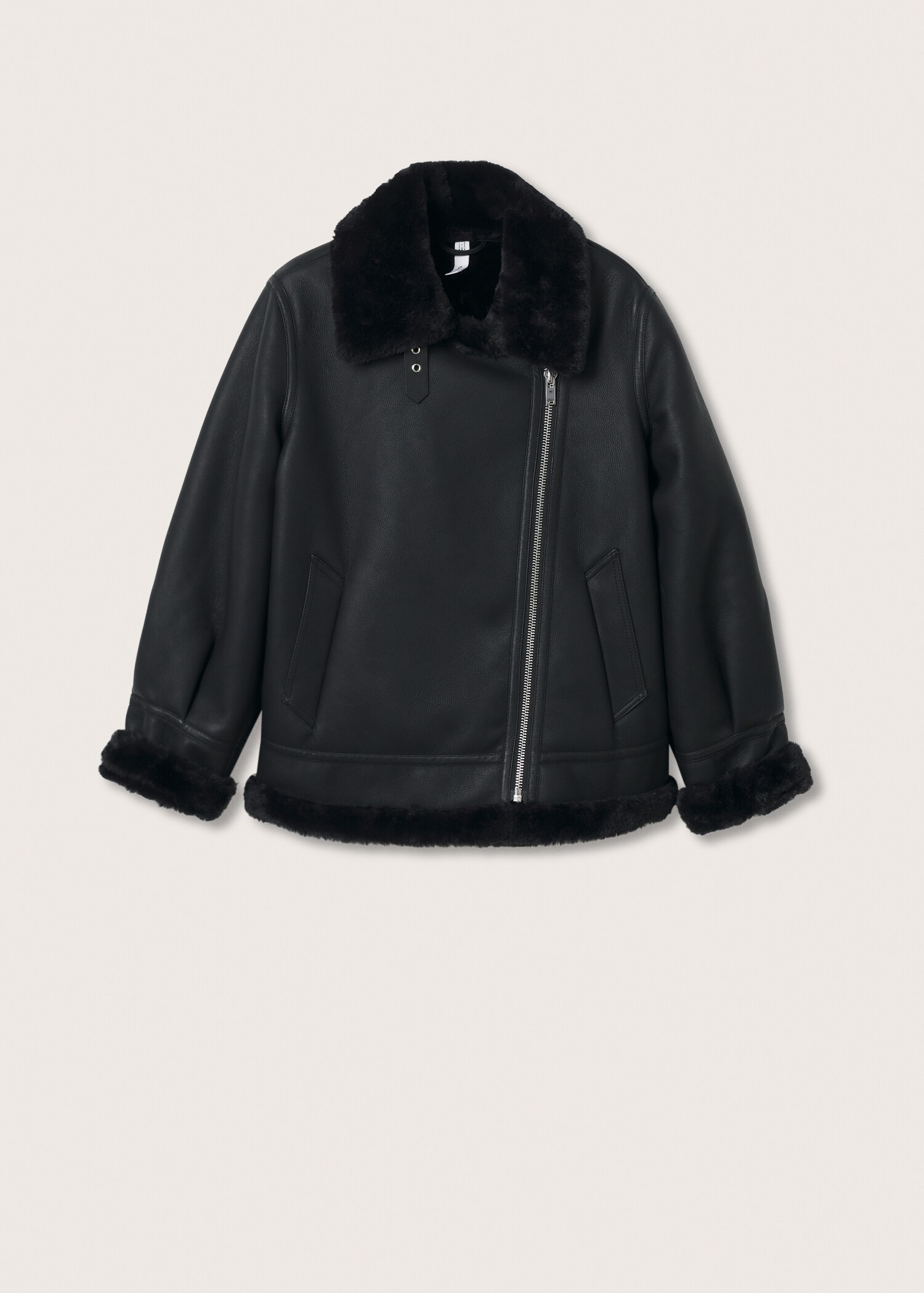 Faux-fur lining biker jacket - Article without model