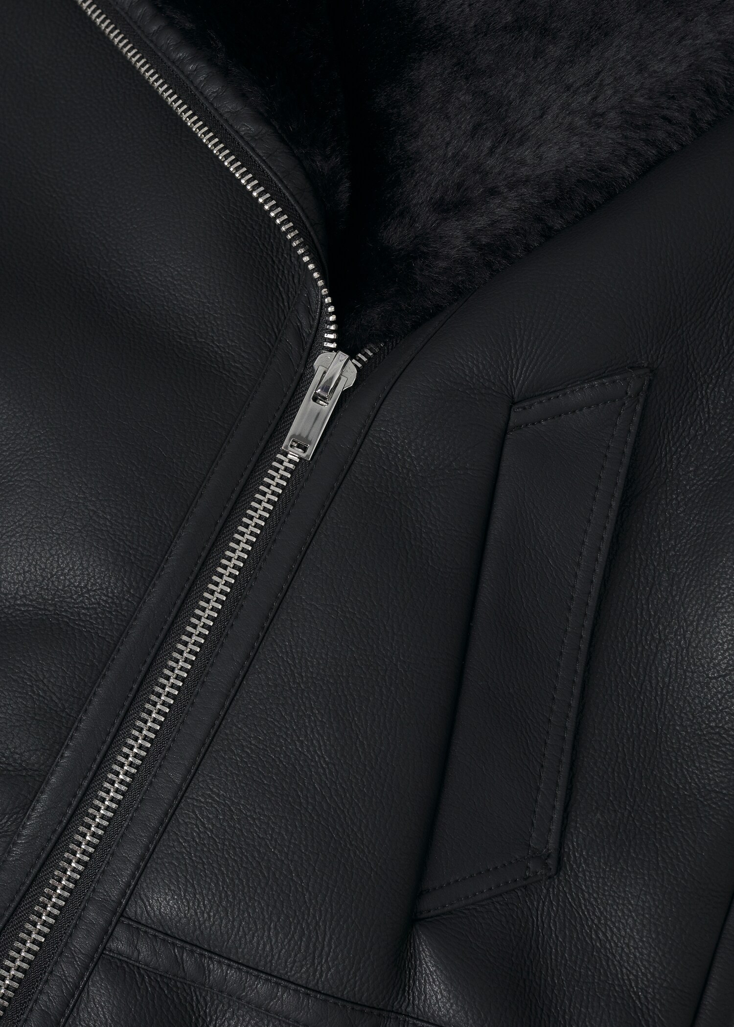 Faux-fur lining biker jacket - Details of the article 8