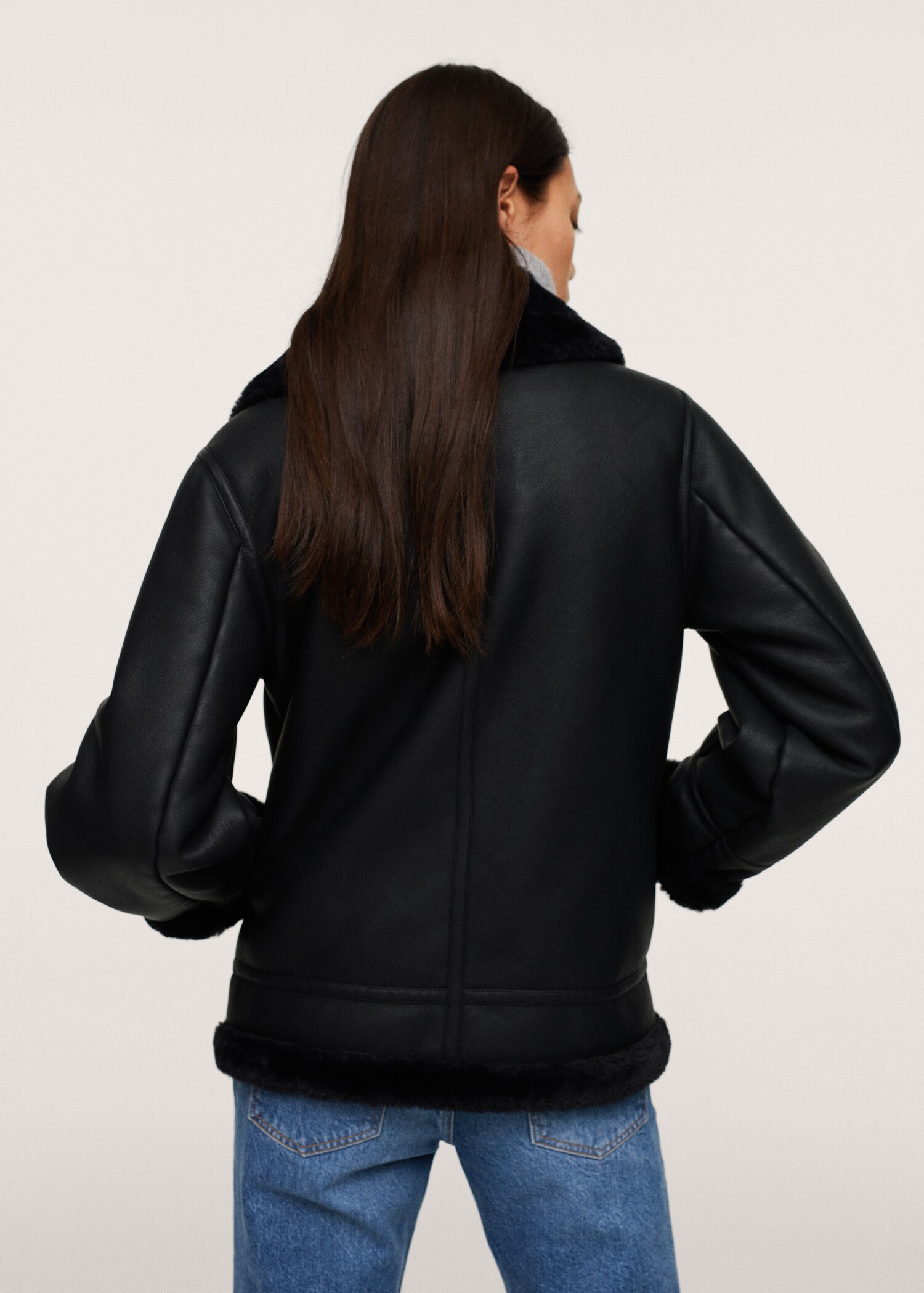 Faux-fur lining biker jacket - Reverse of the article
