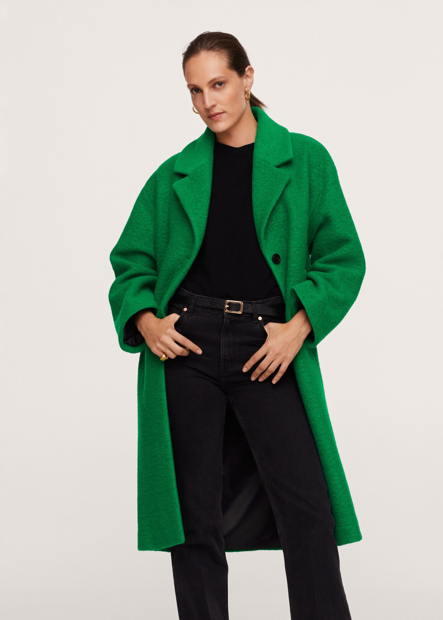 Abrigo lana oversize - Plano medio