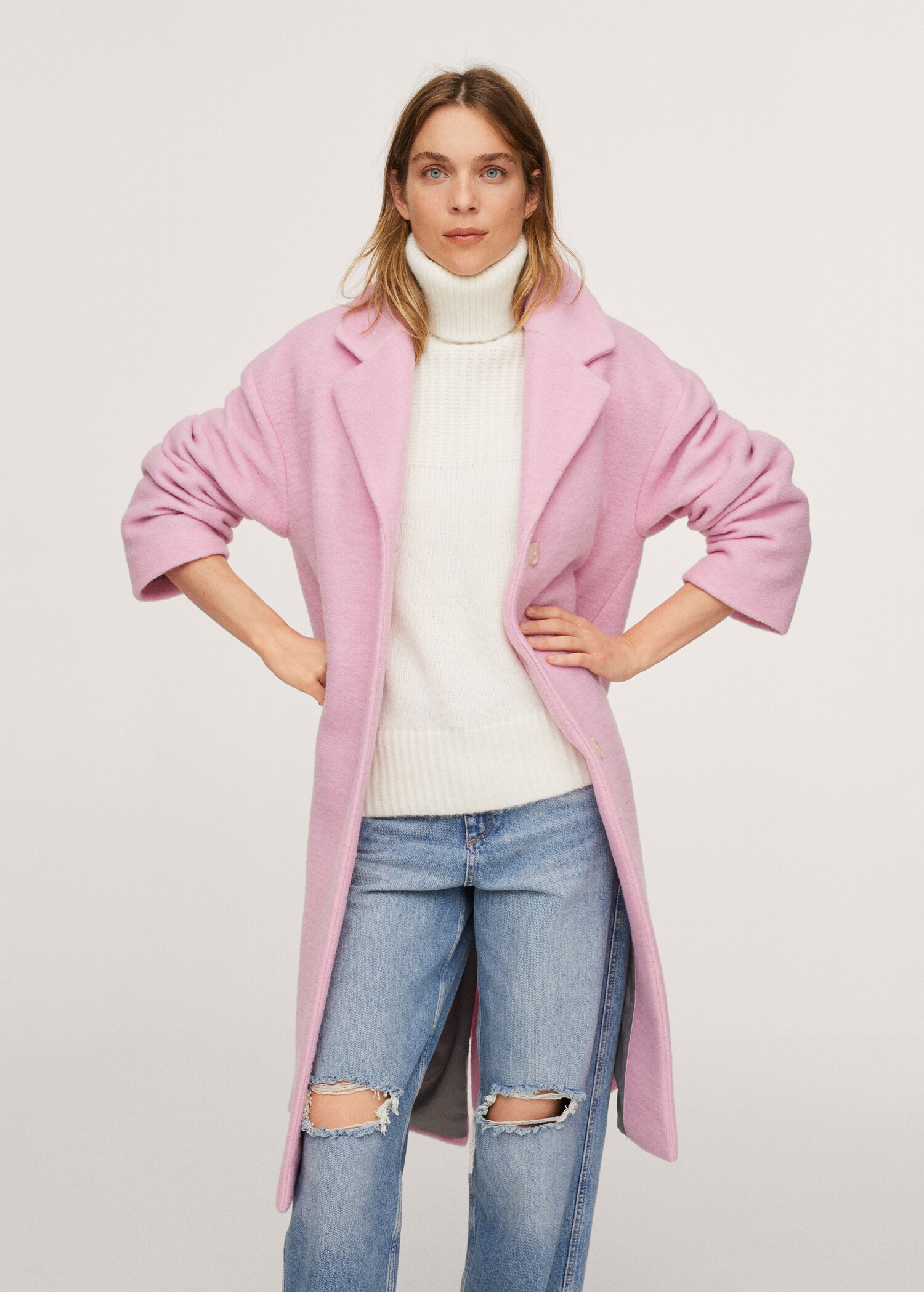 Abrigo lana oversize - Plano medio