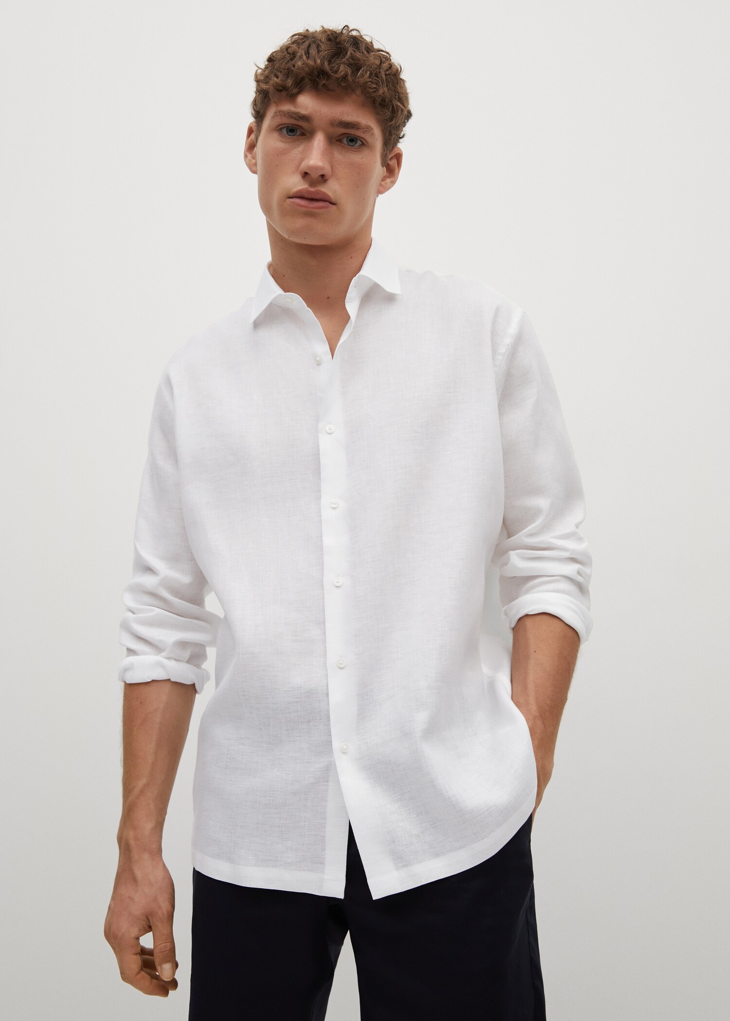 Regular-fit technical linen shirt - Medium plane