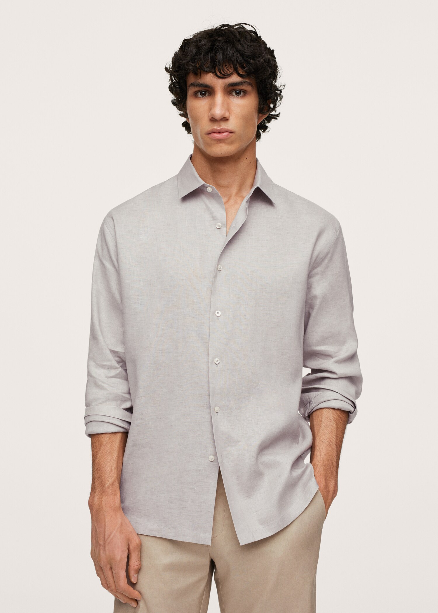 Regular-fit technical linen shirt - Medium plane