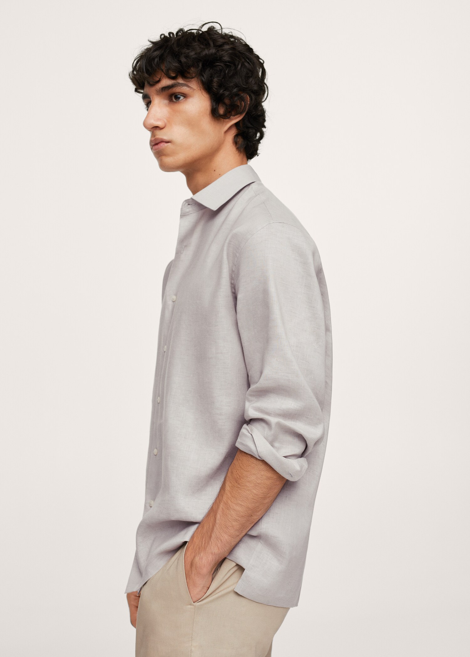 Regular-fit technical linen shirt - Details of the article 2