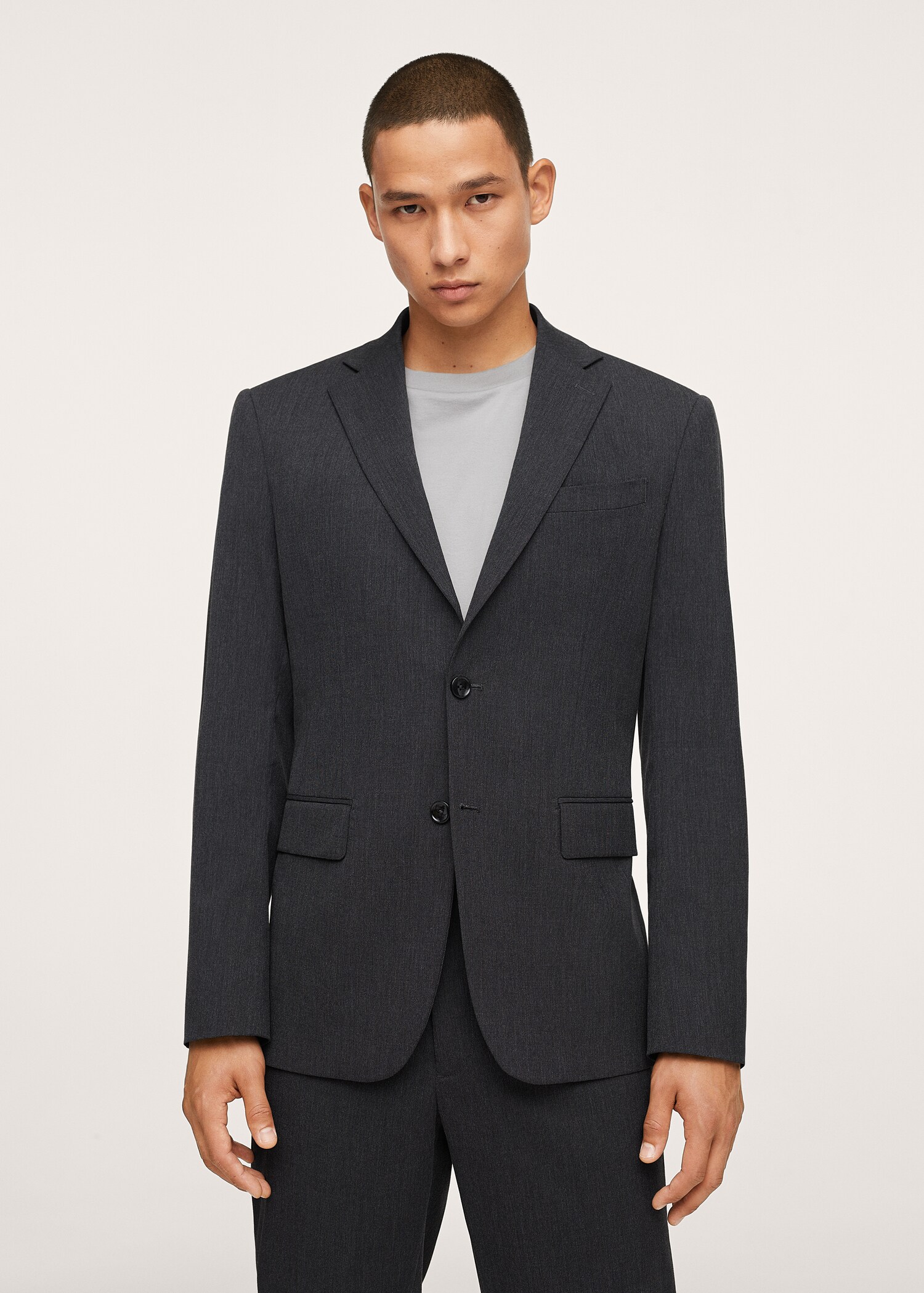 Regular fit microstructure suit blazer - Medium plane