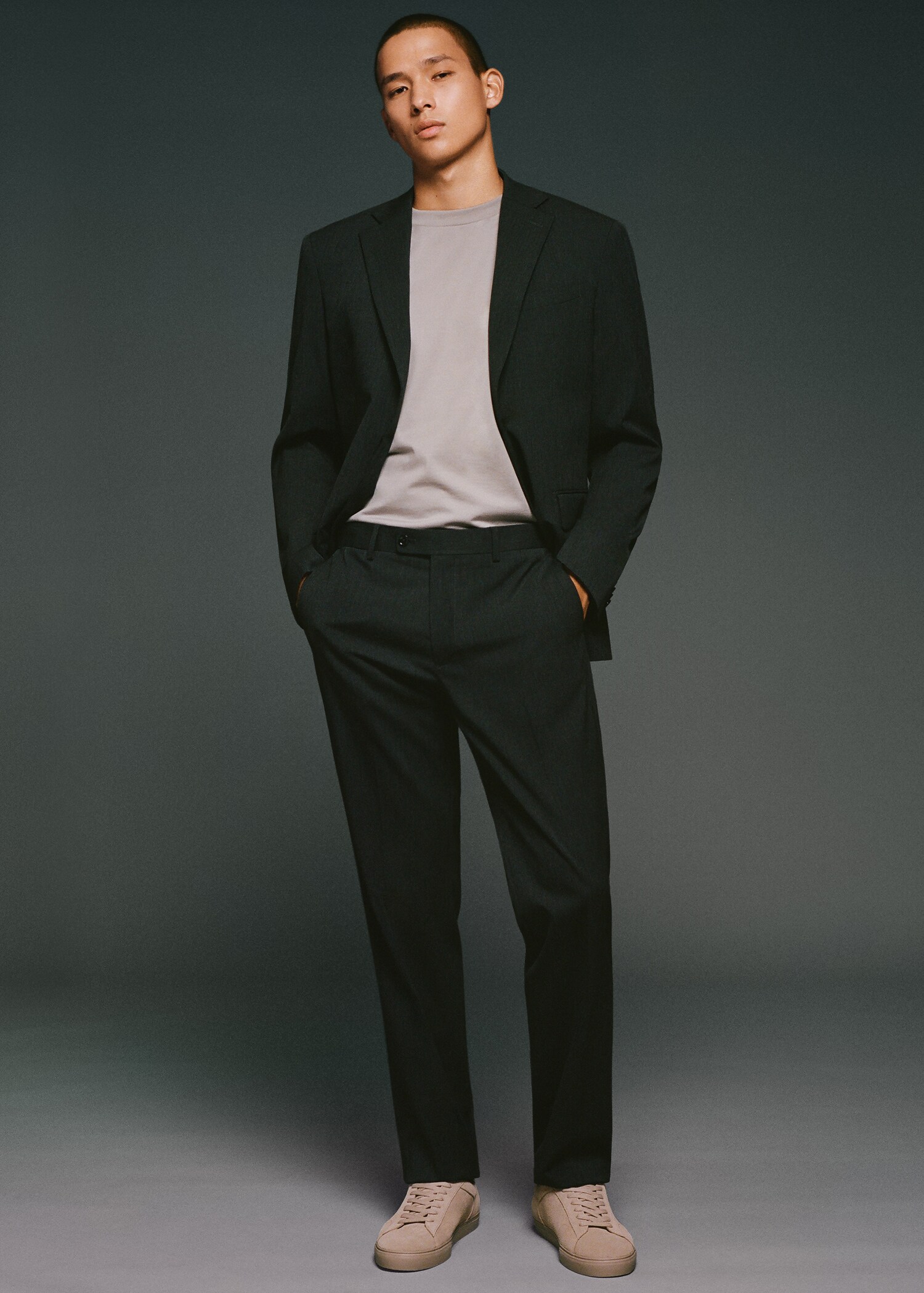 Regular fit microstructure suit blazer - Details of the article 5