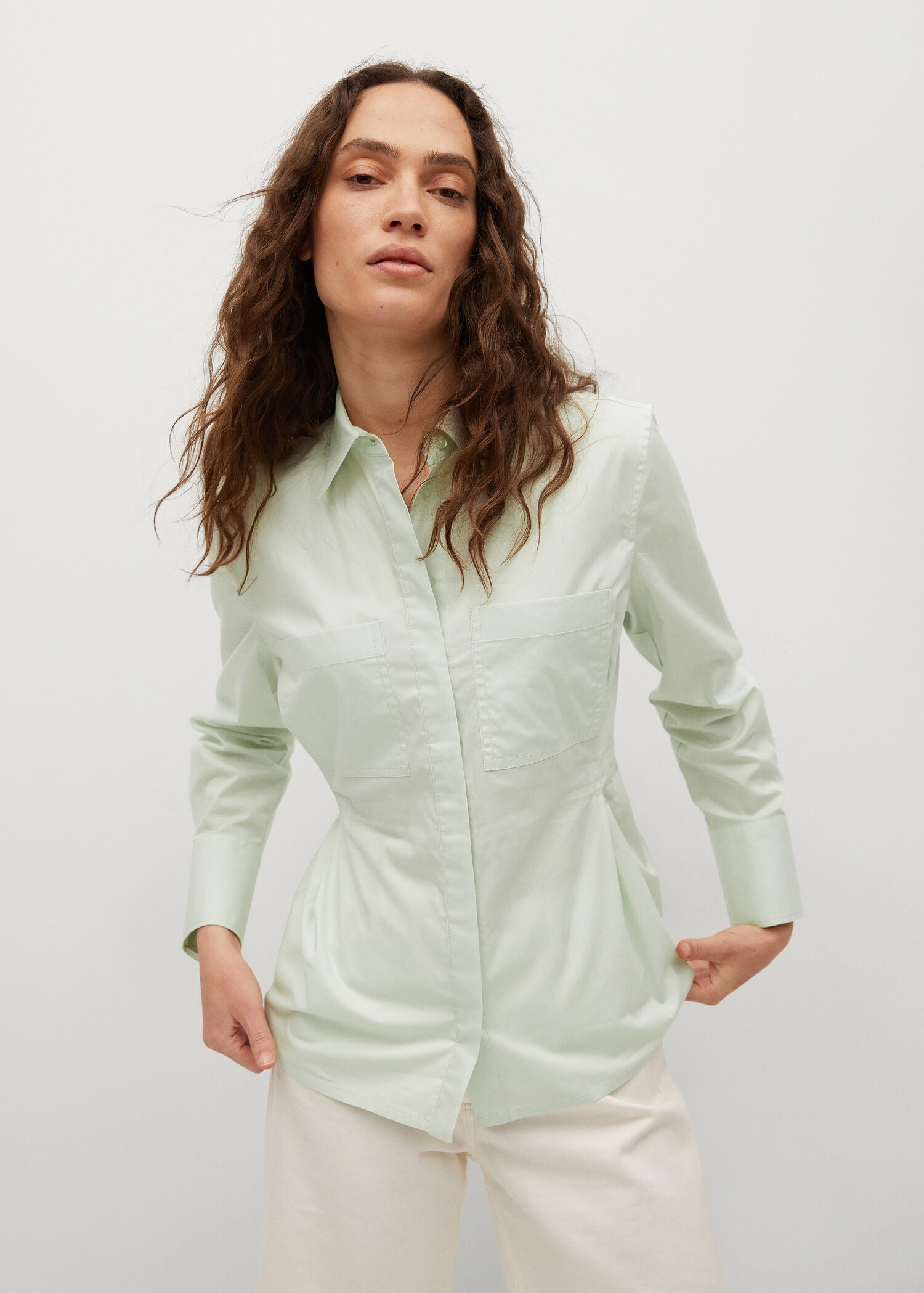 Camisa algodón pinzas - Plano medio