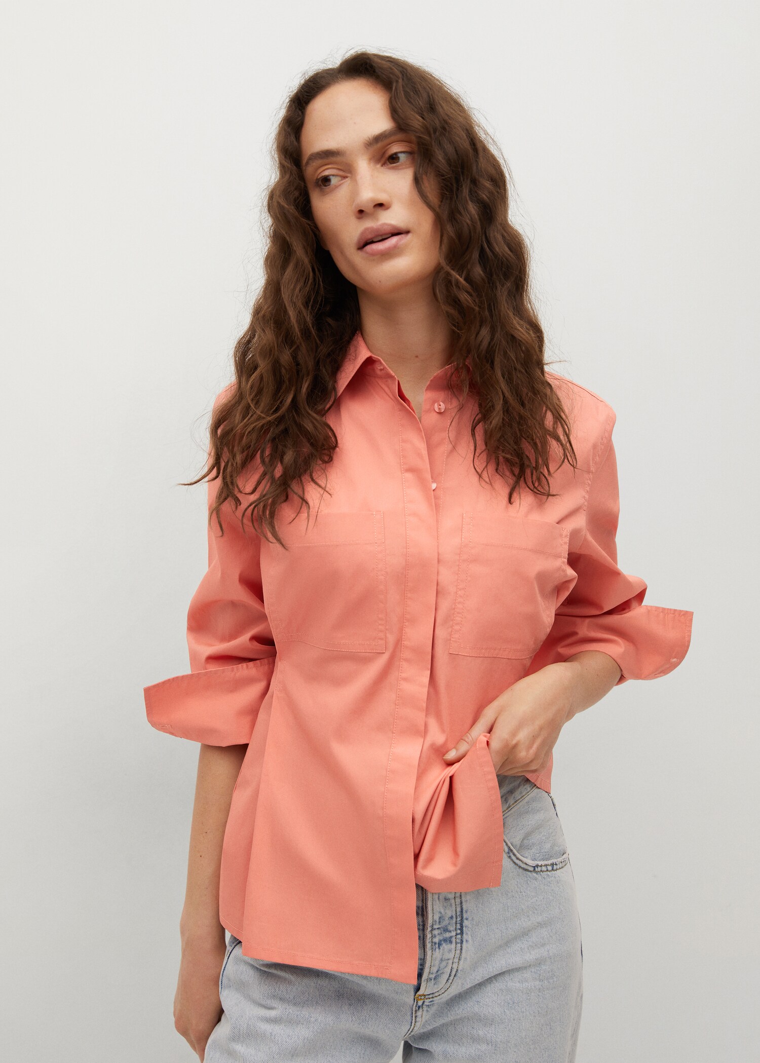 Camisa algodón pinzas - Plano medio