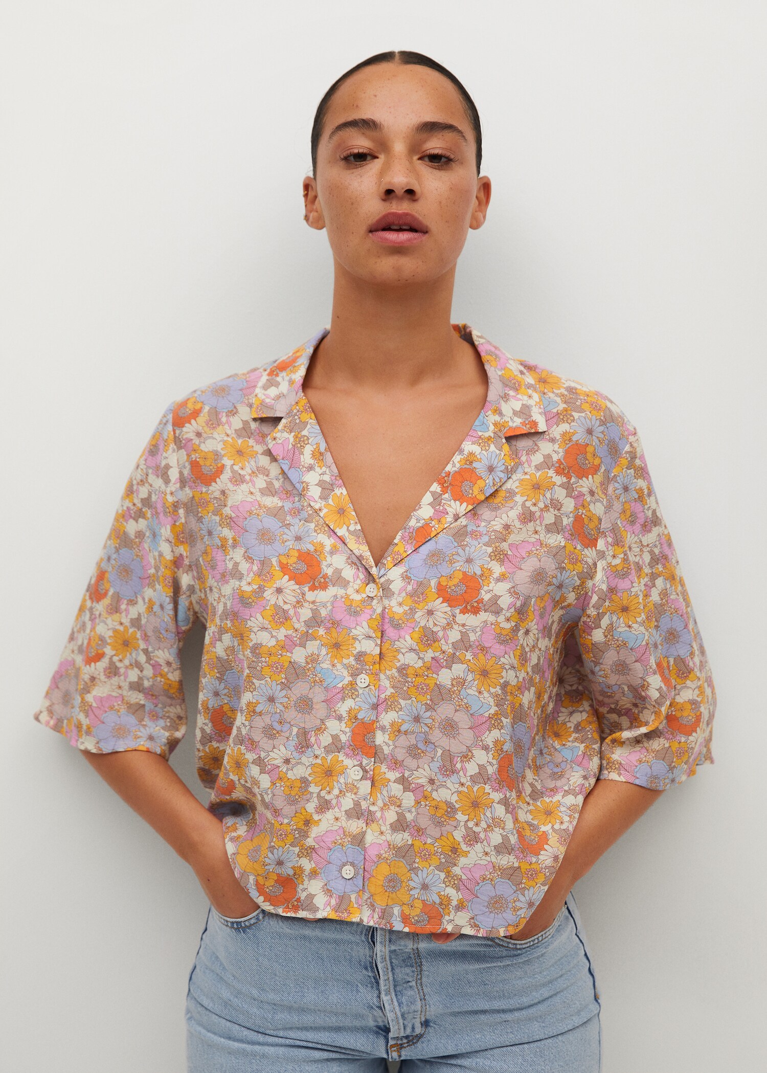 Camisa fluida estampada - Plano medio