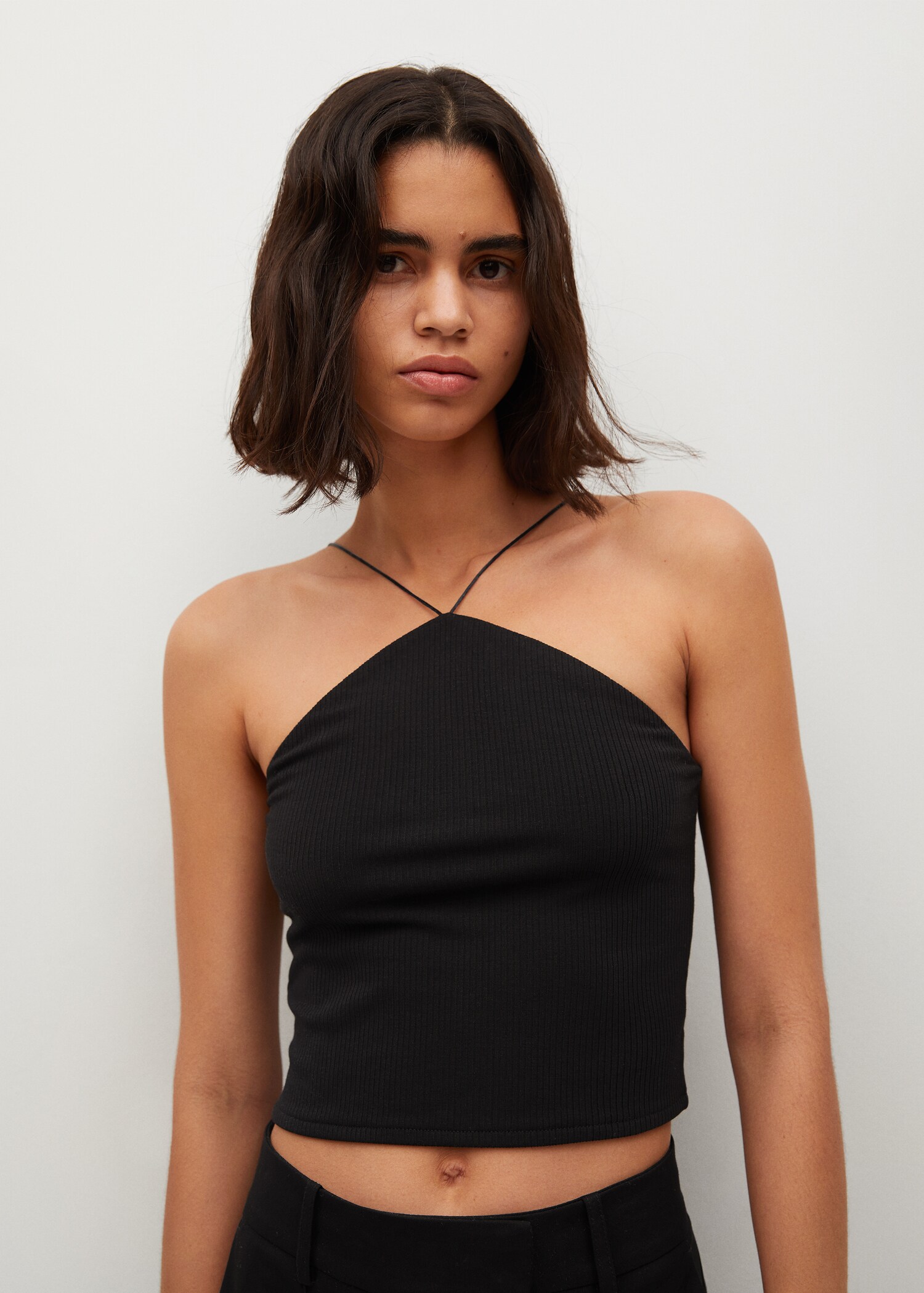 Žebrované crop top - Náhled ve středové rovině