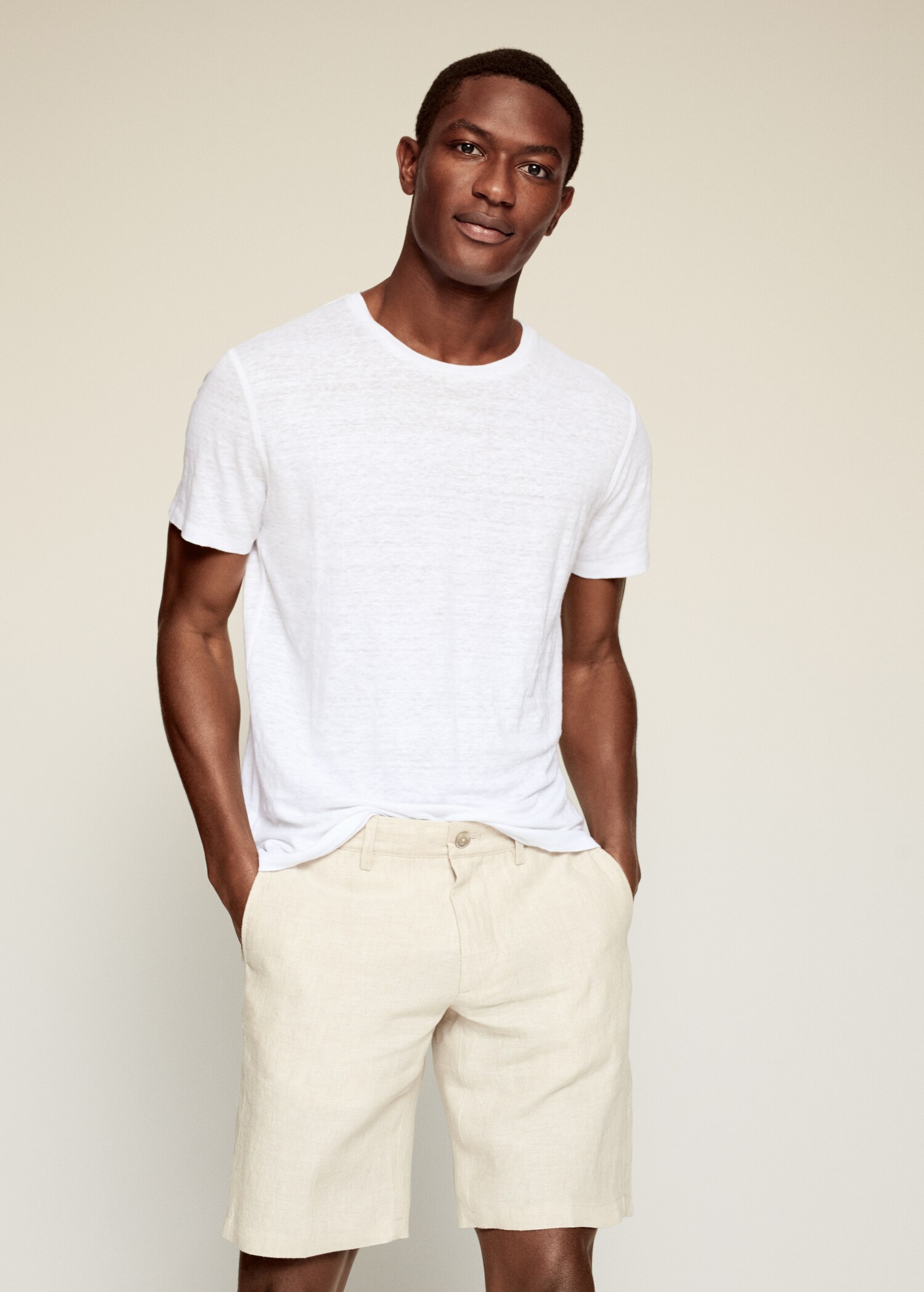 Camiseta regular fit 100% lino - Plano medio