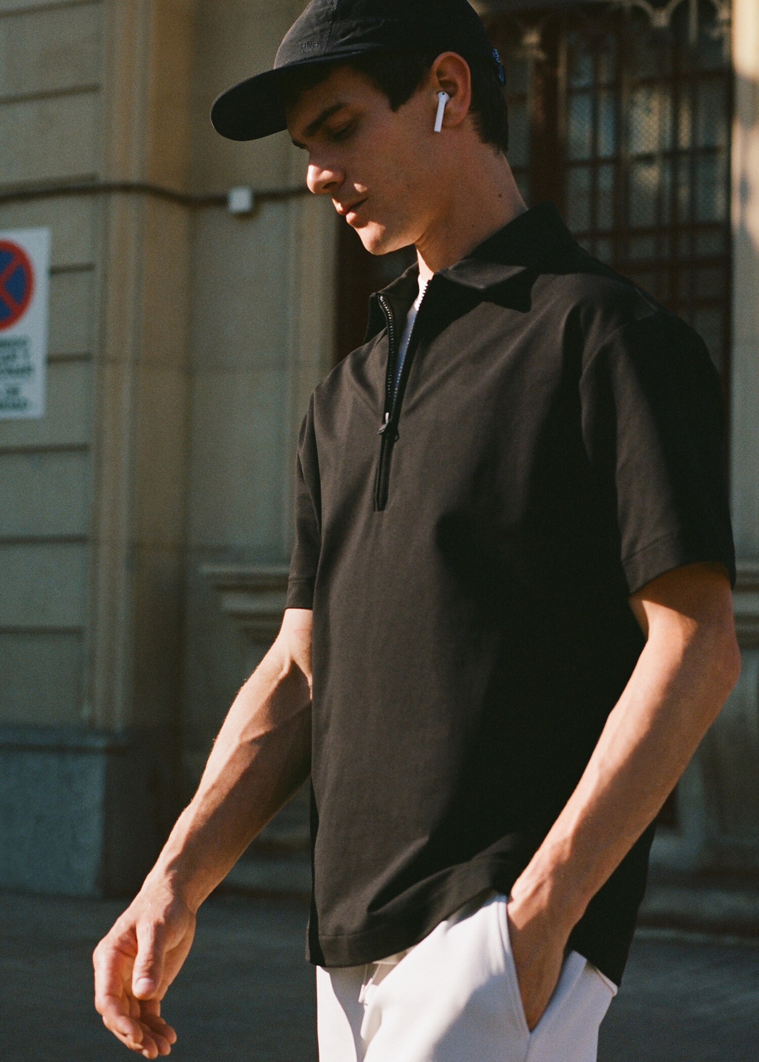 Strečová bavlněná polokošile na zip - Detail zboží 5