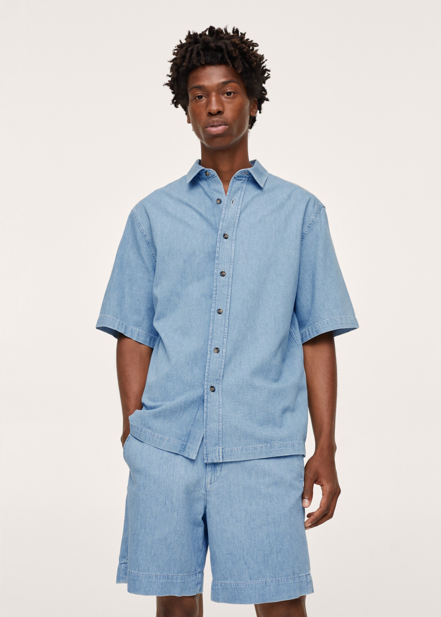 Relaxed fit denim shirt - Medium plane