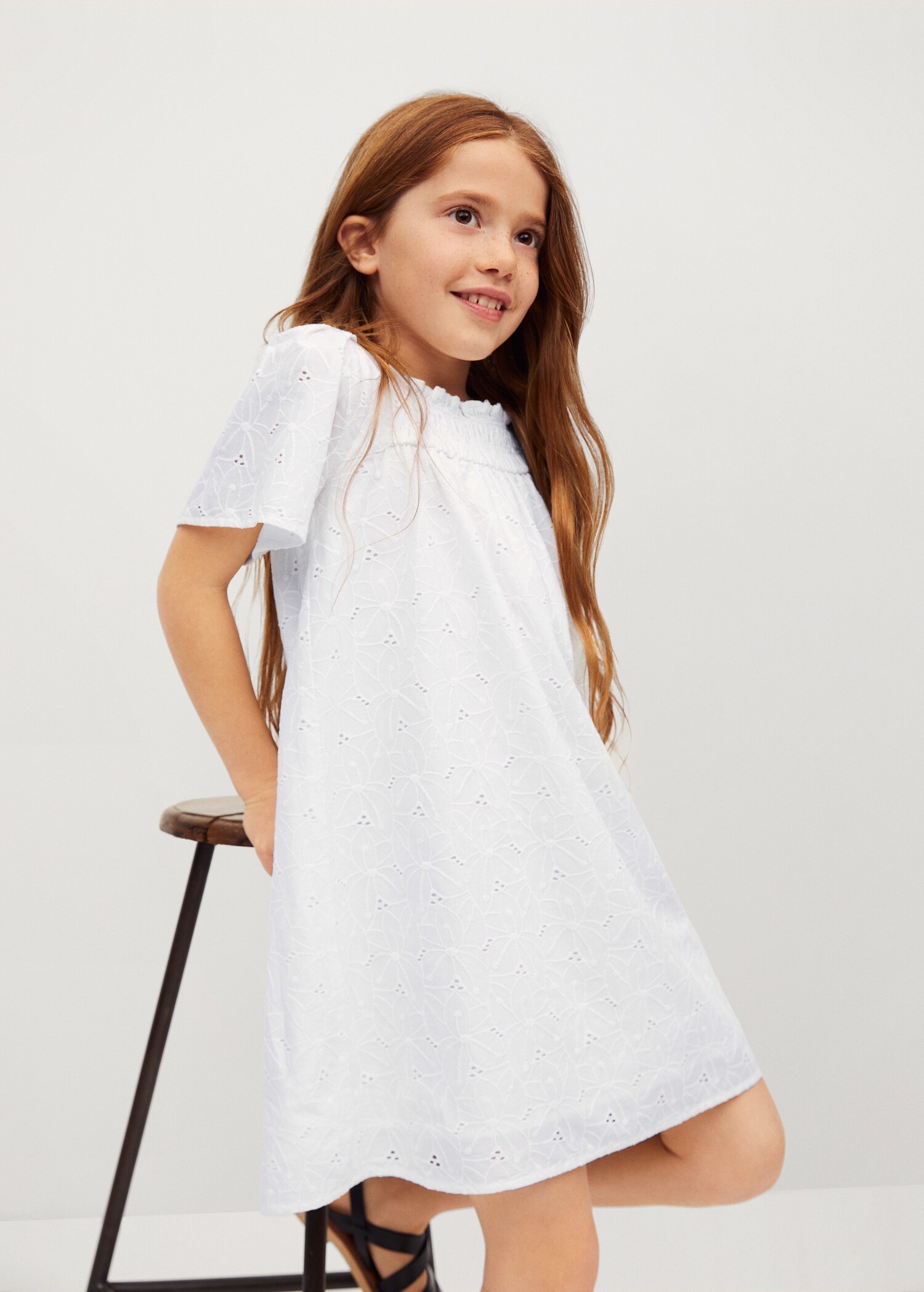 Vestido algodón bordado suizo - Plano medio