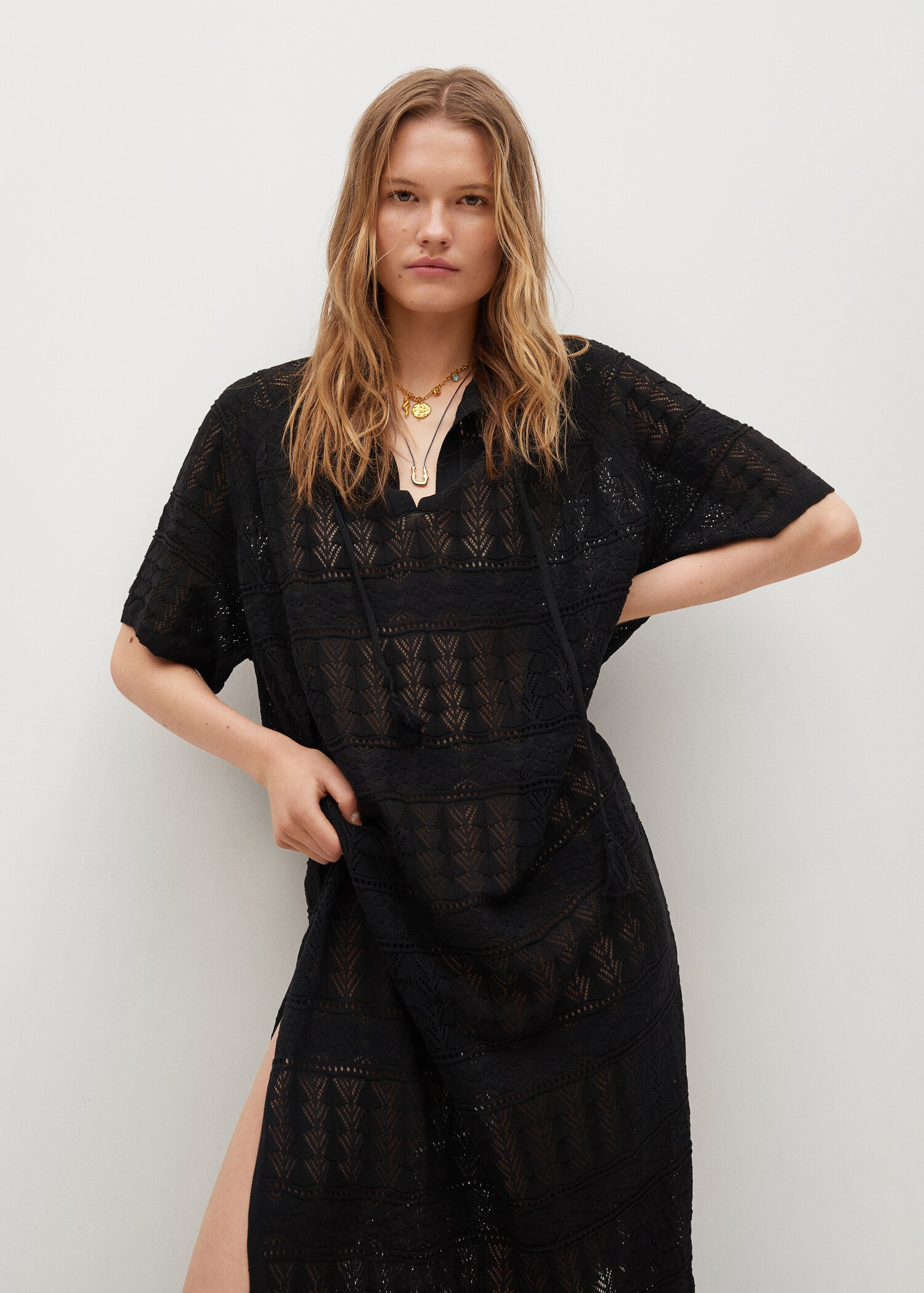 Openwork knit caftan - Medium plane