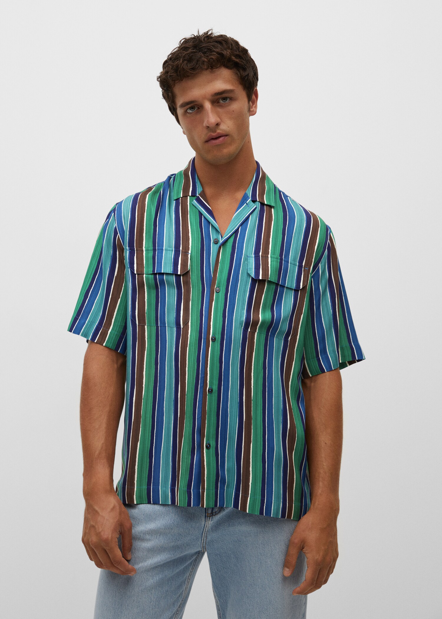 Camisa fluida bowling rayas - Plano medio